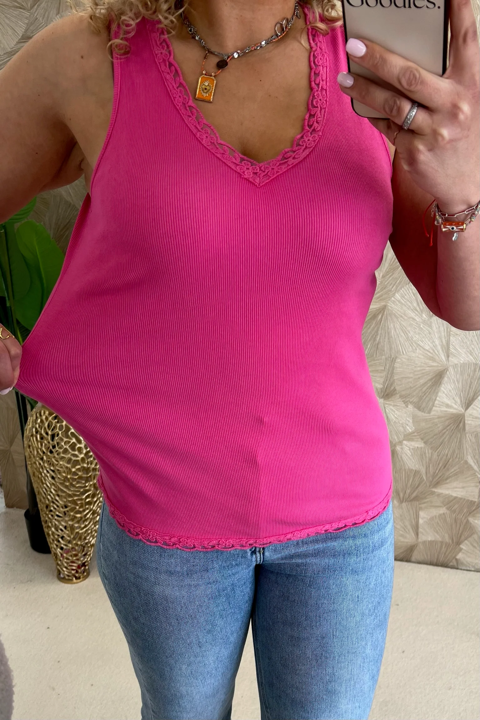 Lize Cotton Lace Top - Fuchsia - Image 3
