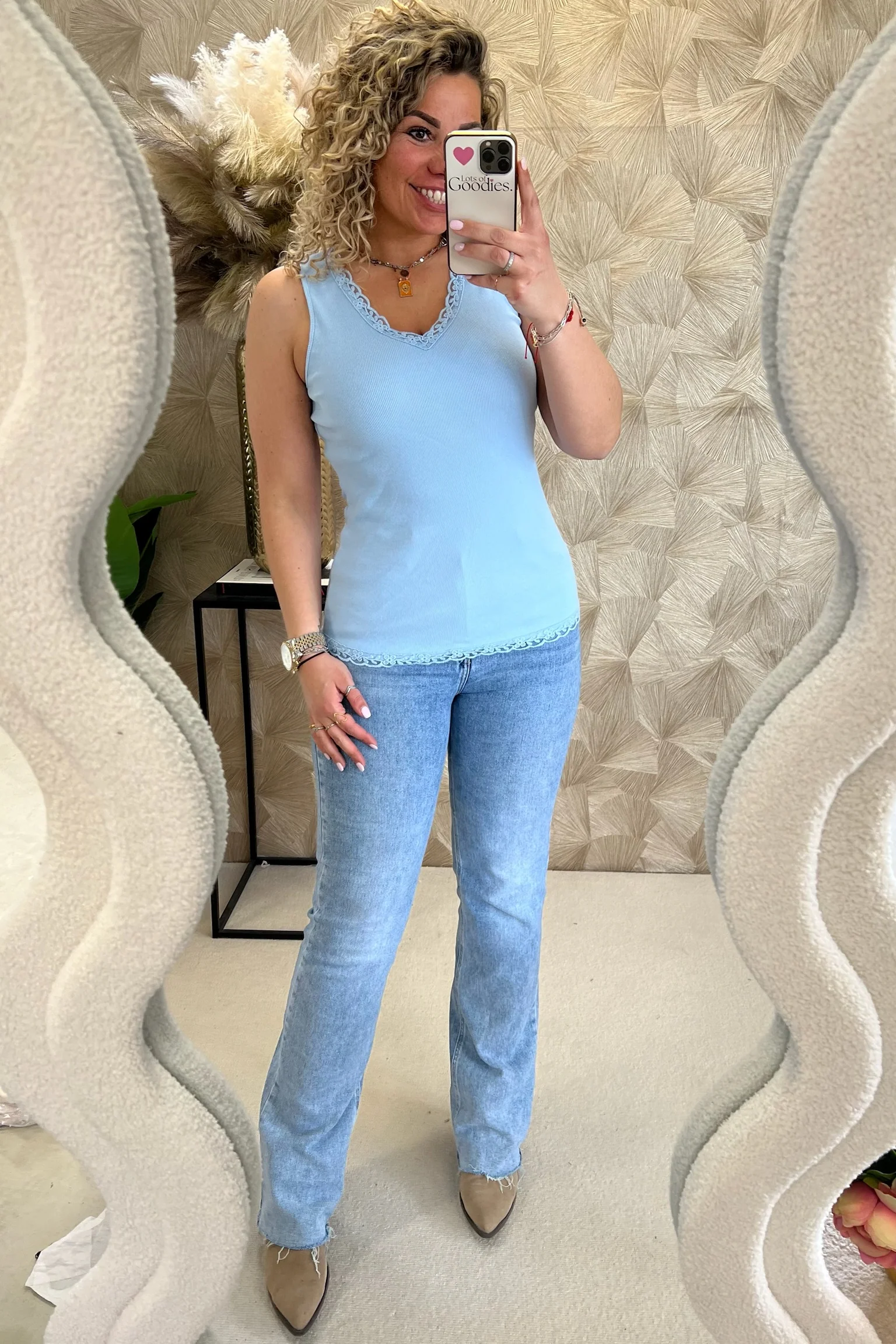 Lize Cotton Lace Top - Light Blue - Image 3