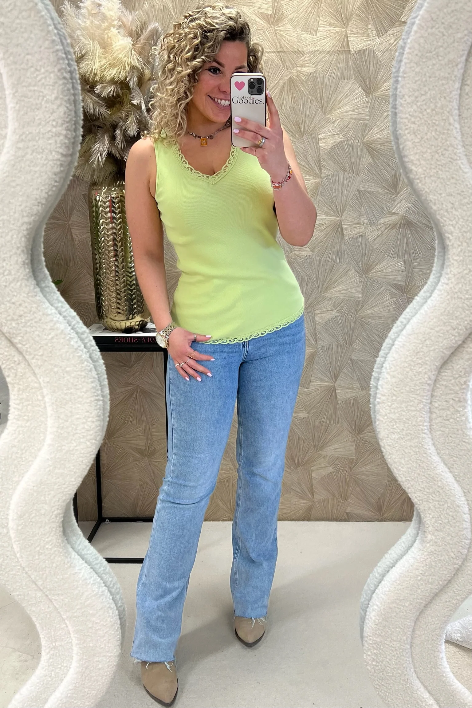 Lize Cotton Lace Top - Lime - Image 3