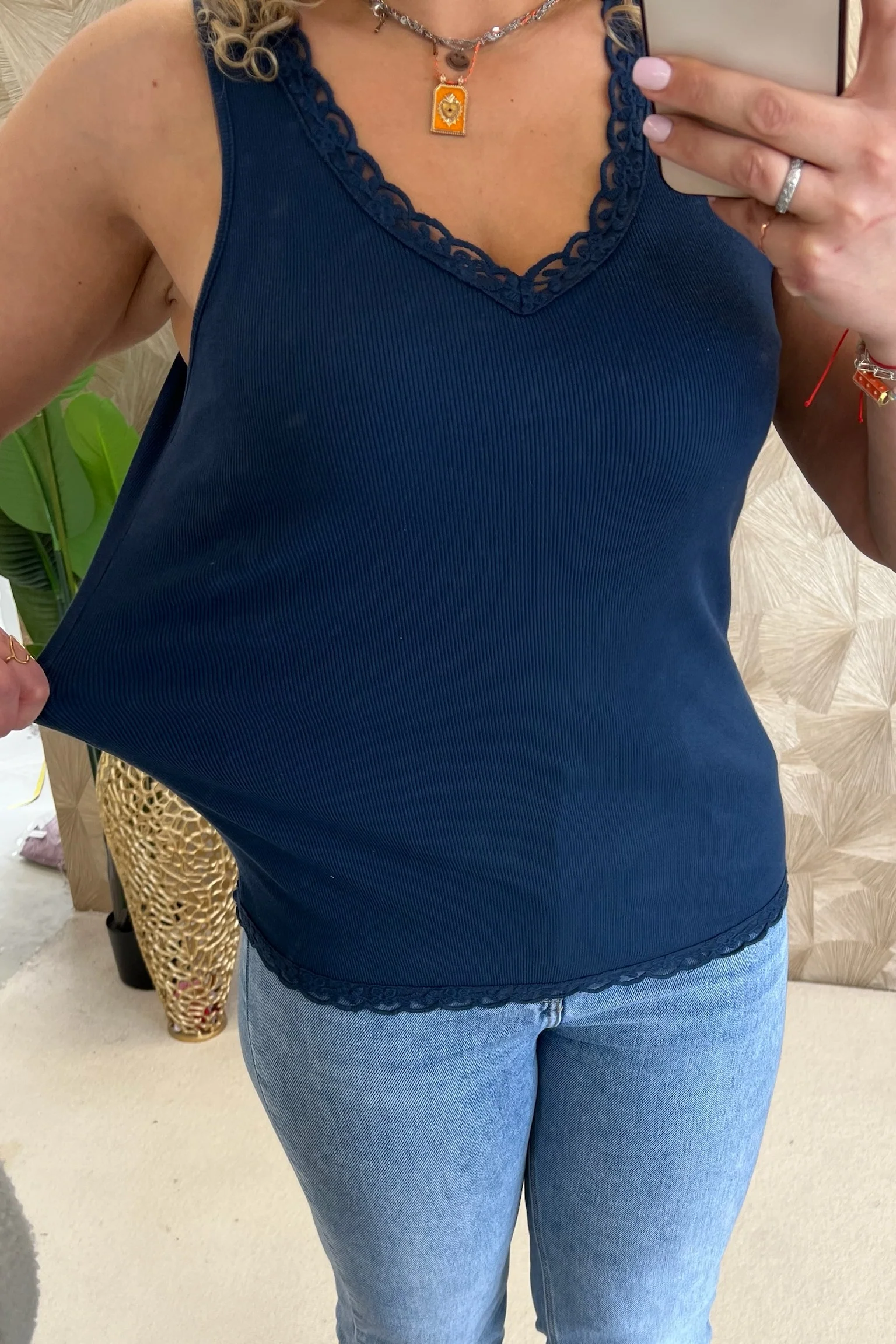 Lize Cotton Lace Top - Navy - Image 4