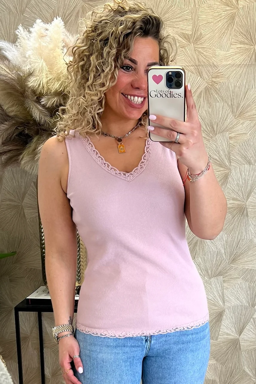 Lize Cotton Lace Top - Old Pink