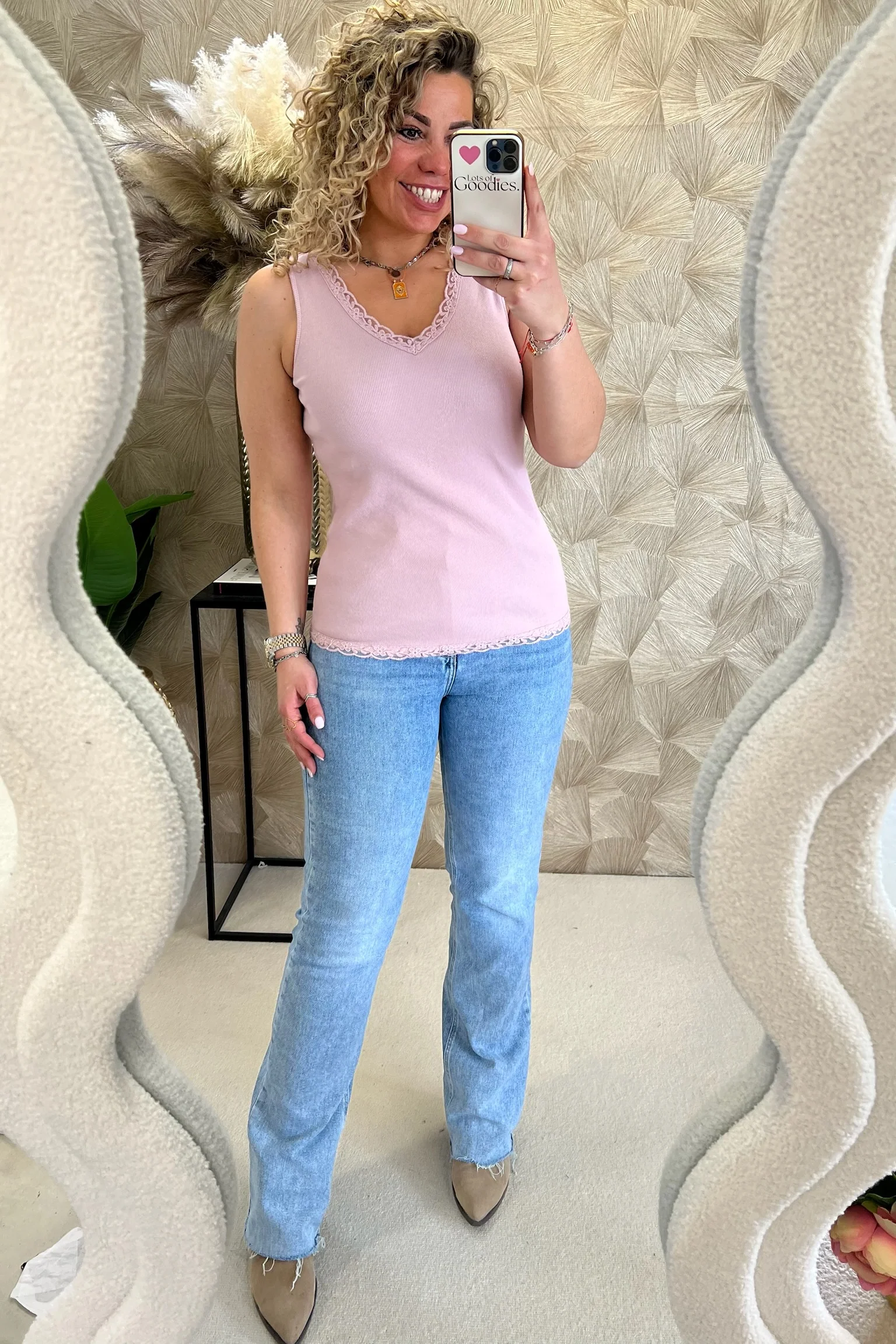 Lize Cotton Lace Top - Old Pink - Image 3