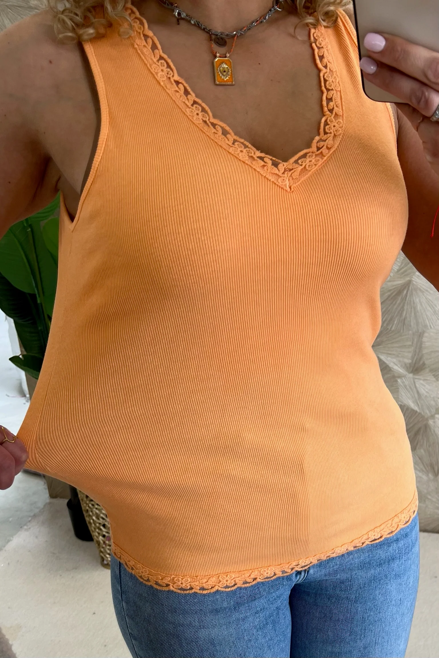Lize Cotton Lace Top - Orange - Image 4