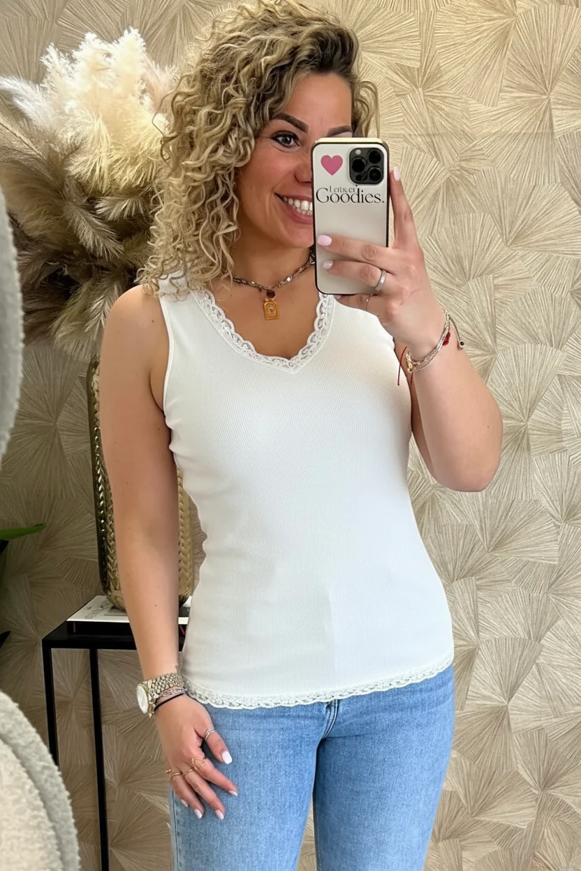 Lize Cotton Lace Top - White