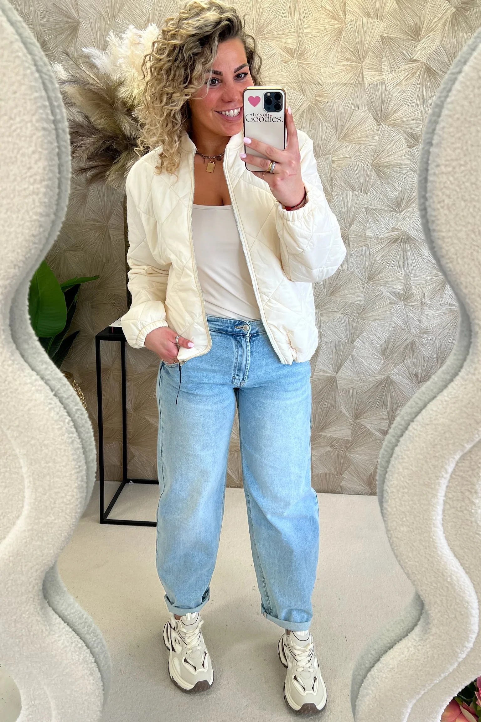 Lizzy Bomber Jacket - Beige - Image 4