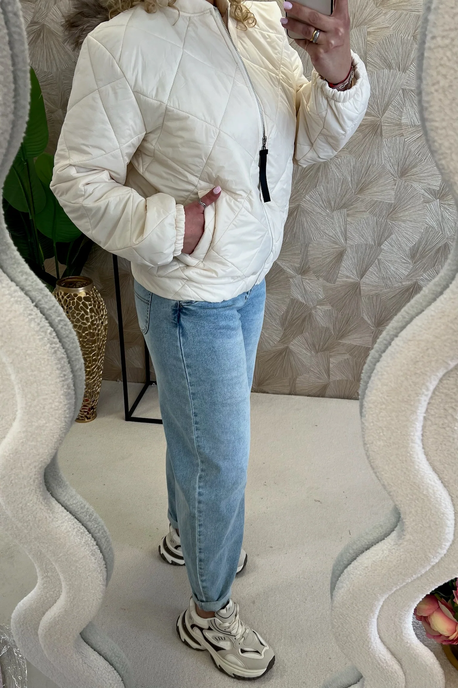 Lizzy Bomber Jacket - Beige - Image 7