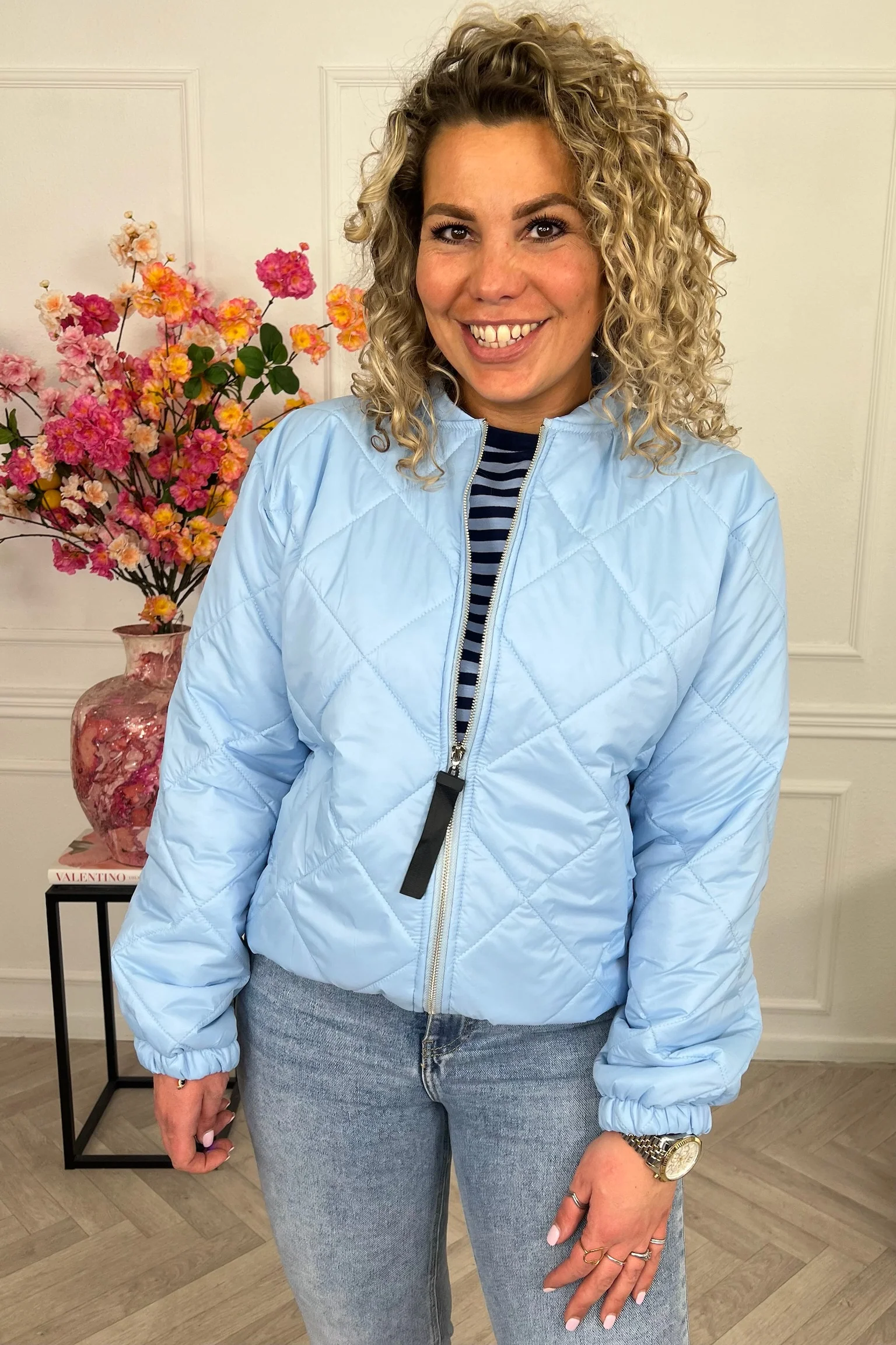 Lizzy Bomber Jacket - Light Blue - Image 8