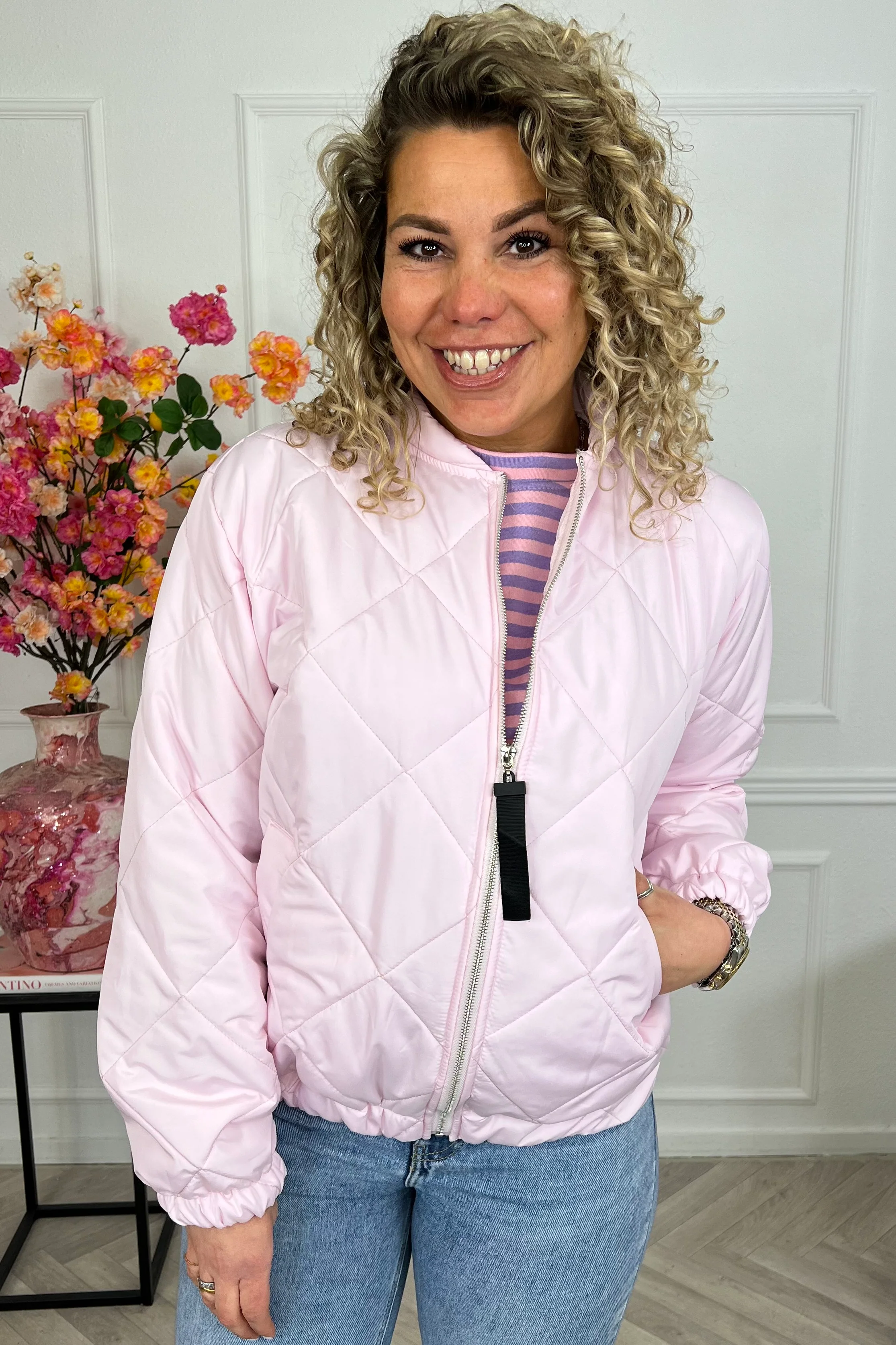 Lizzy Bomber Jacket - Light Pink - Image 9