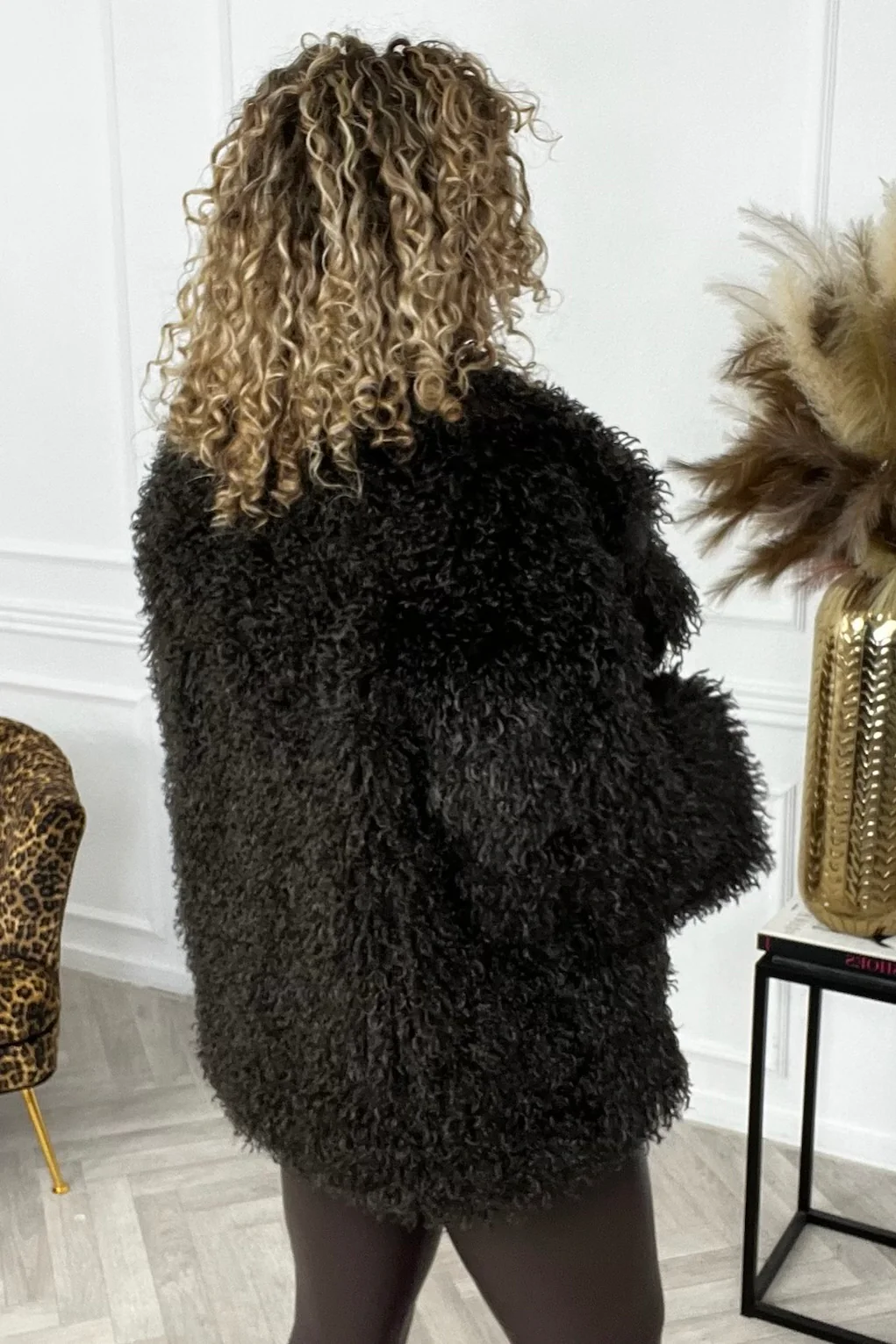 Long Fake Fur Coat - Dark Brown - Image 4