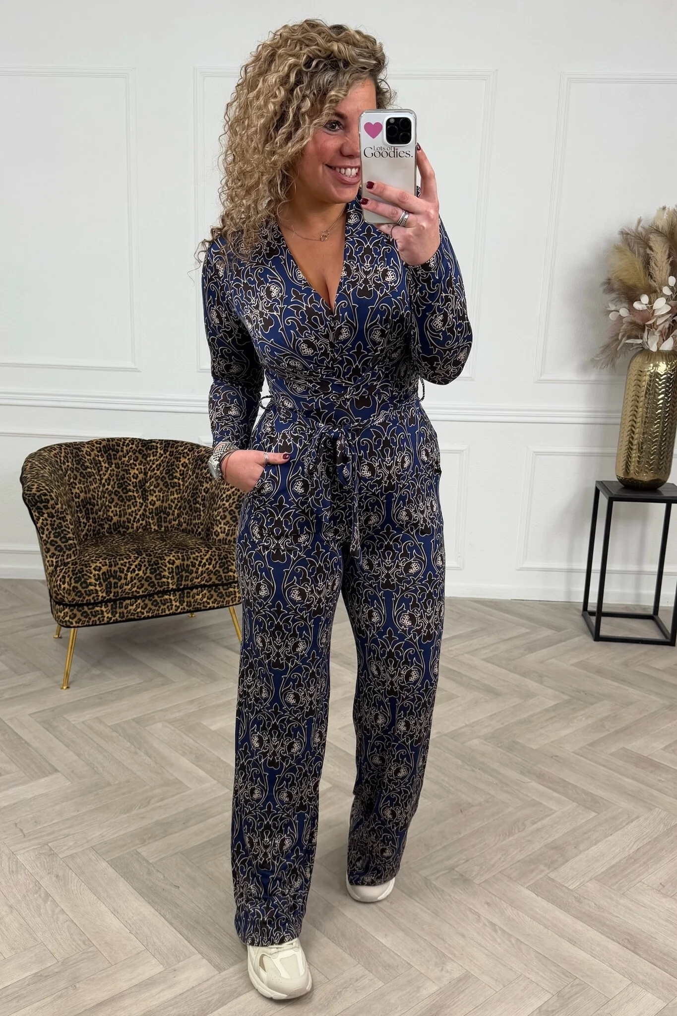 Long Sleeve Barok Jumpsuit - Navy
