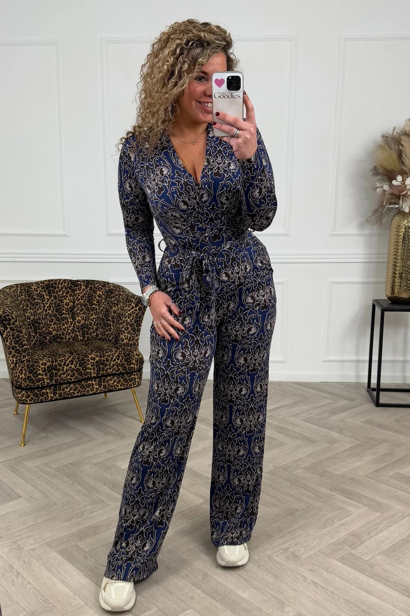 Long Sleeve Barok Jumpsuit - Navy - Image 2