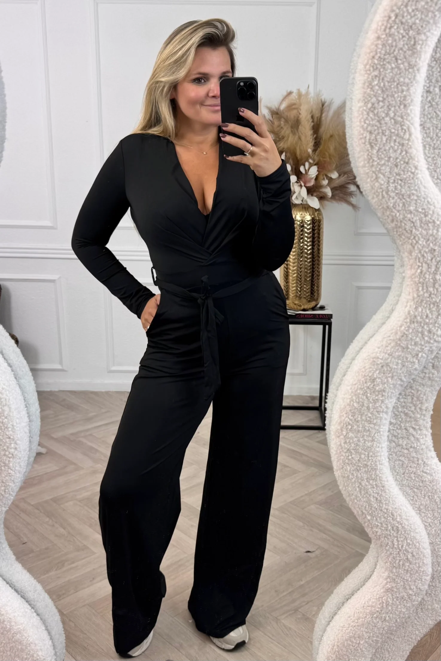 Long Sleeve Jumpsuit - Black - Image 11
