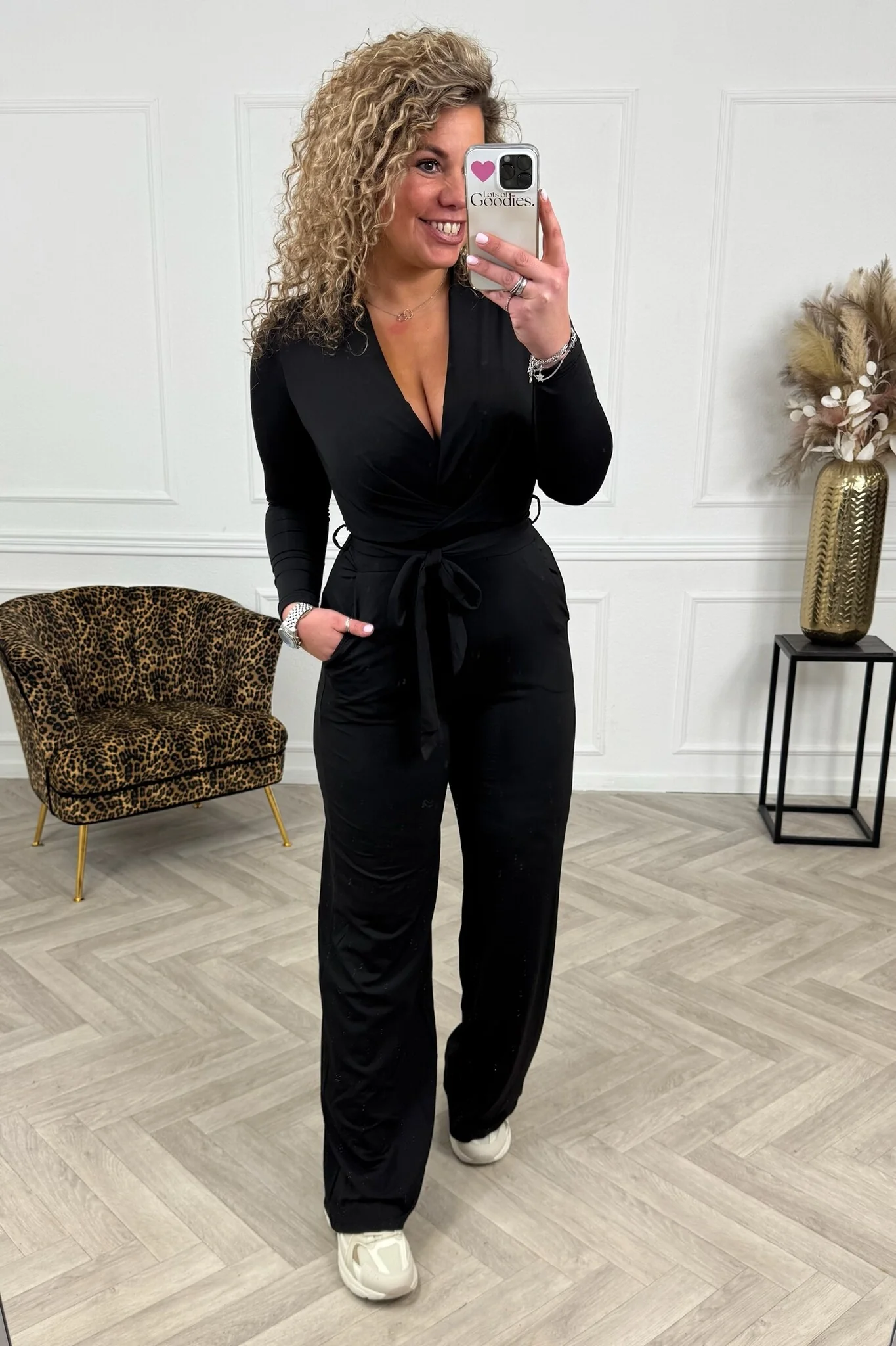 Long Sleeve Jumpsuit - Black - Image 3