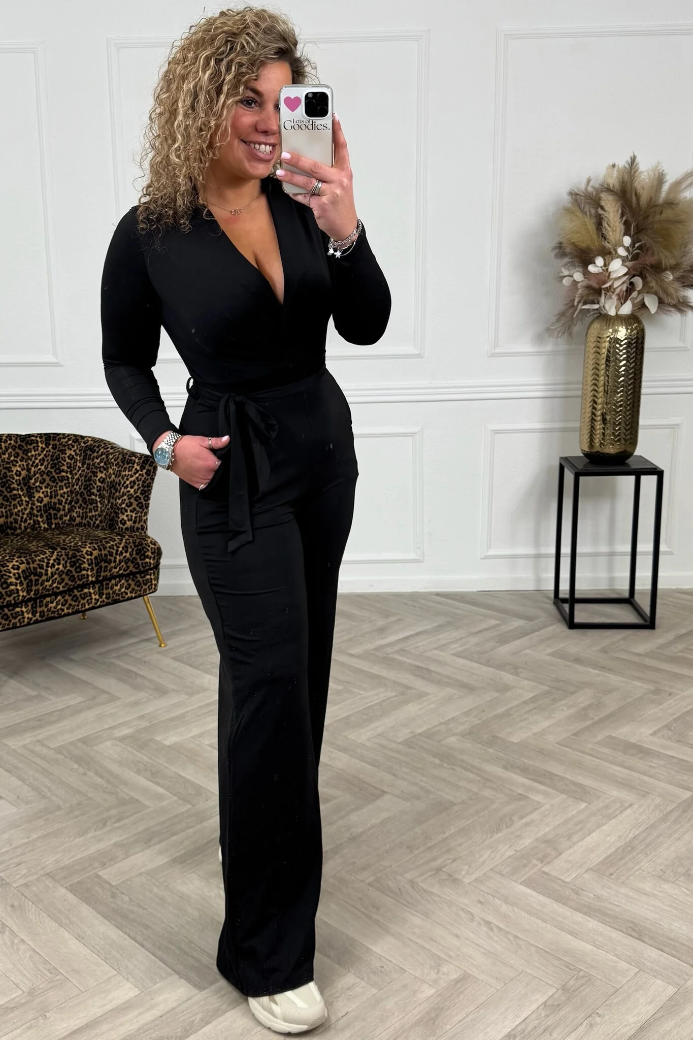 Long Sleeve Jumpsuit - Black - Image 4