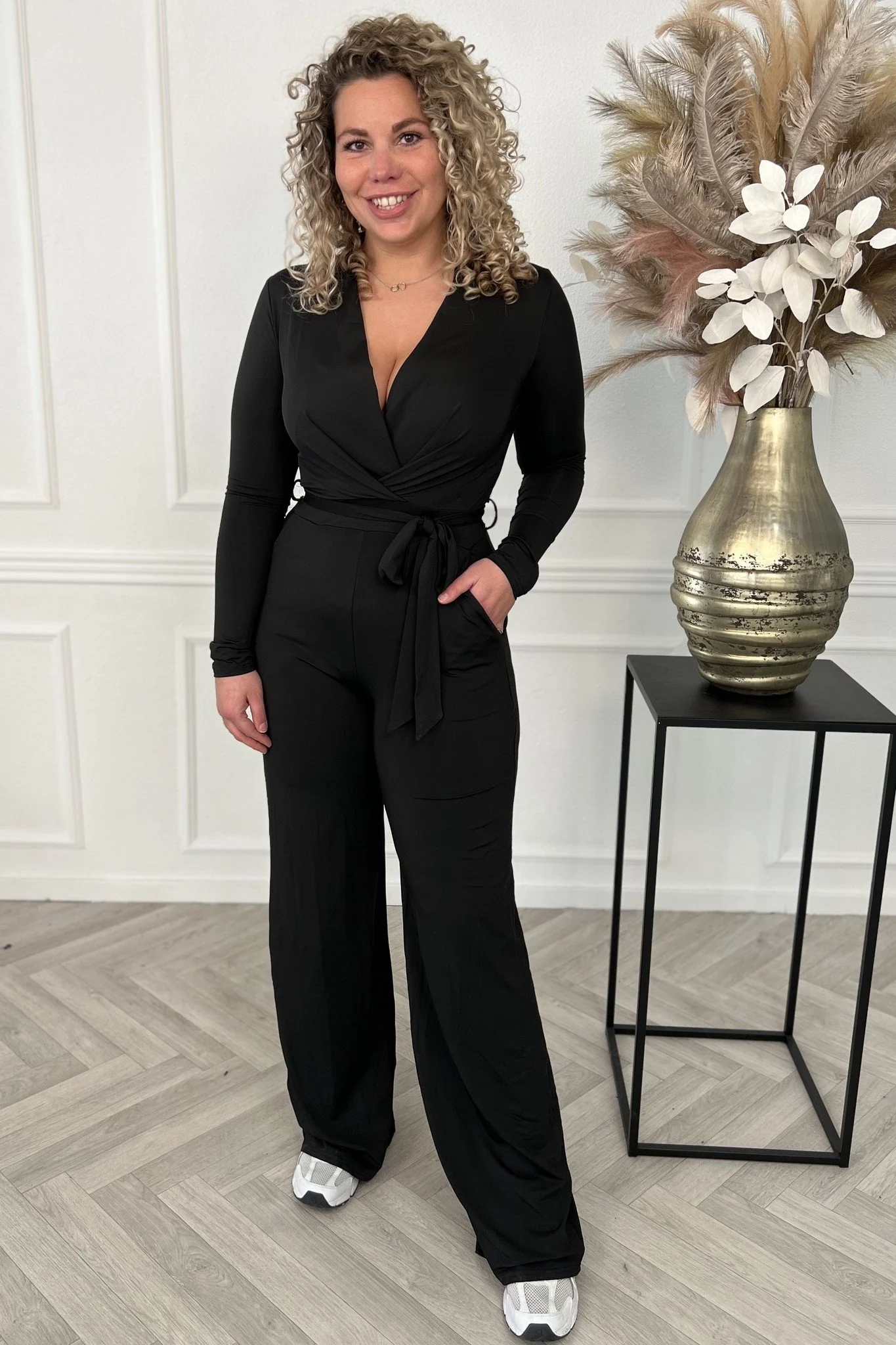 Long Sleeve Jumpsuit - Black - Image 7