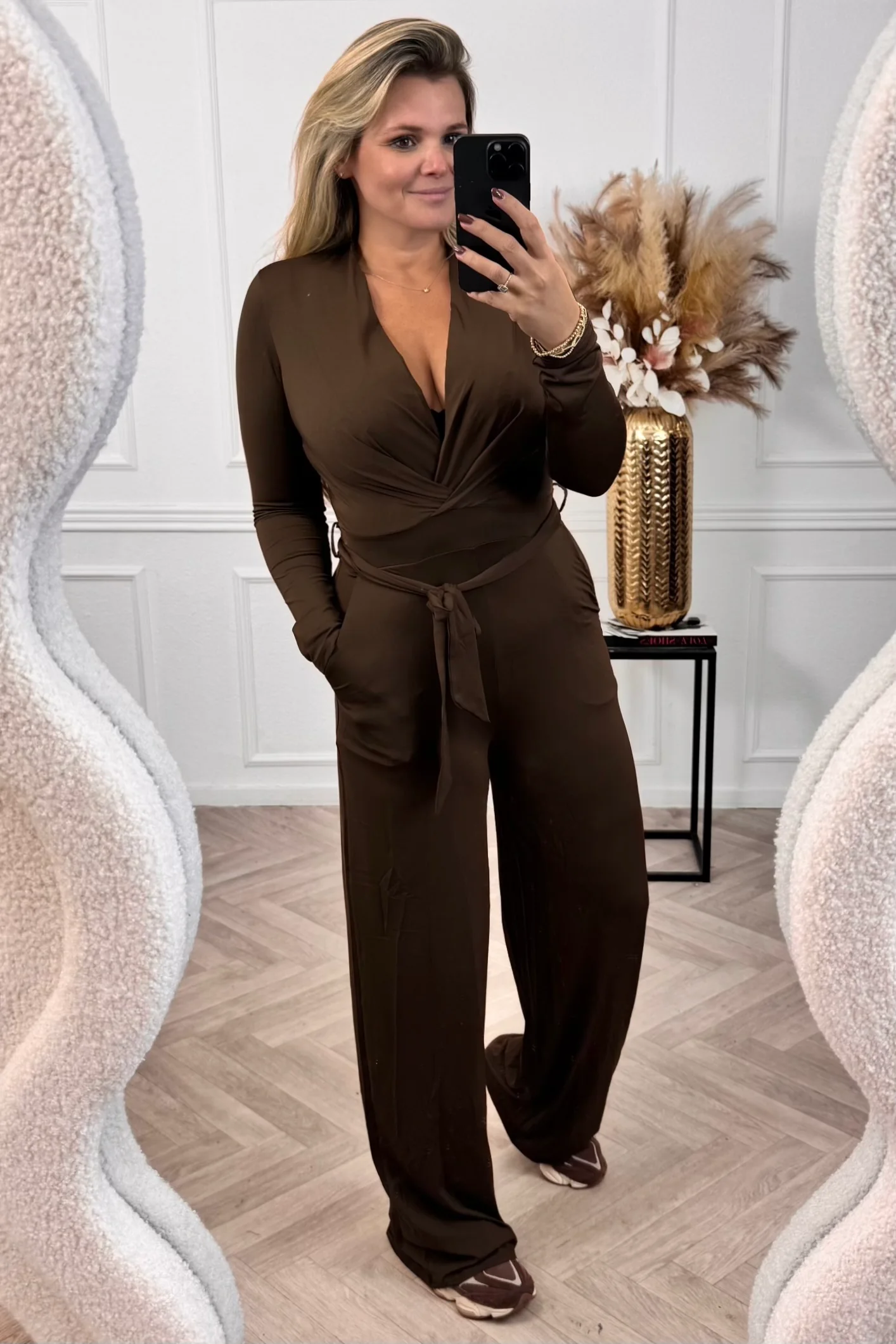 Long Sleeve Jumpsuit - Coffee