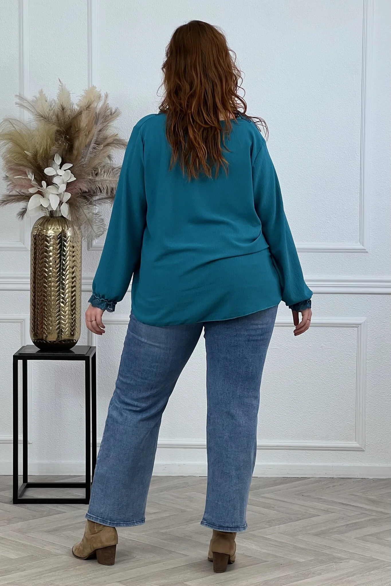 Long Sleeve Lace Top - Petrol - Image 4