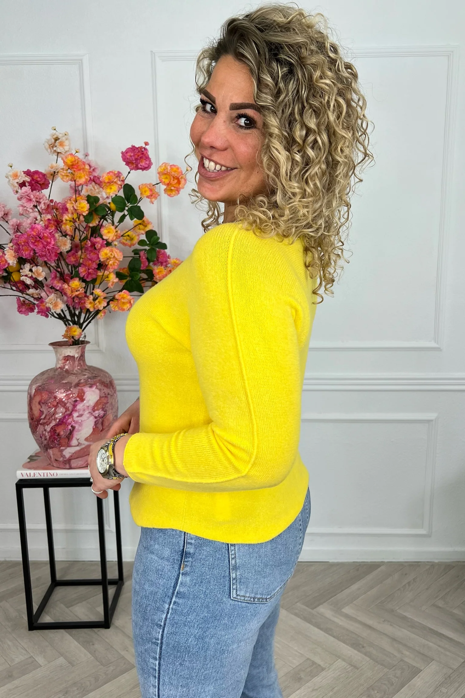 Long Sleeve Macy V Sweater - Yellow - Image 5