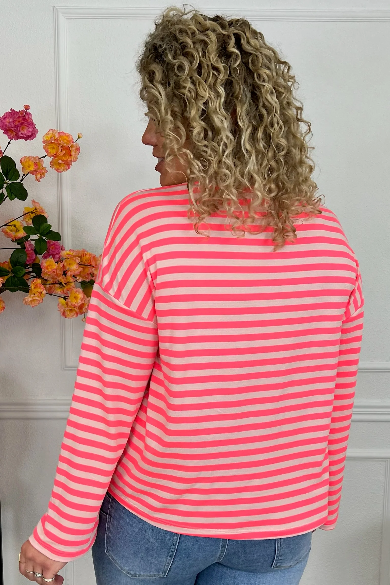 Long Sleeve Striped Shirt - Fuchsia/Light Pink - Image 3