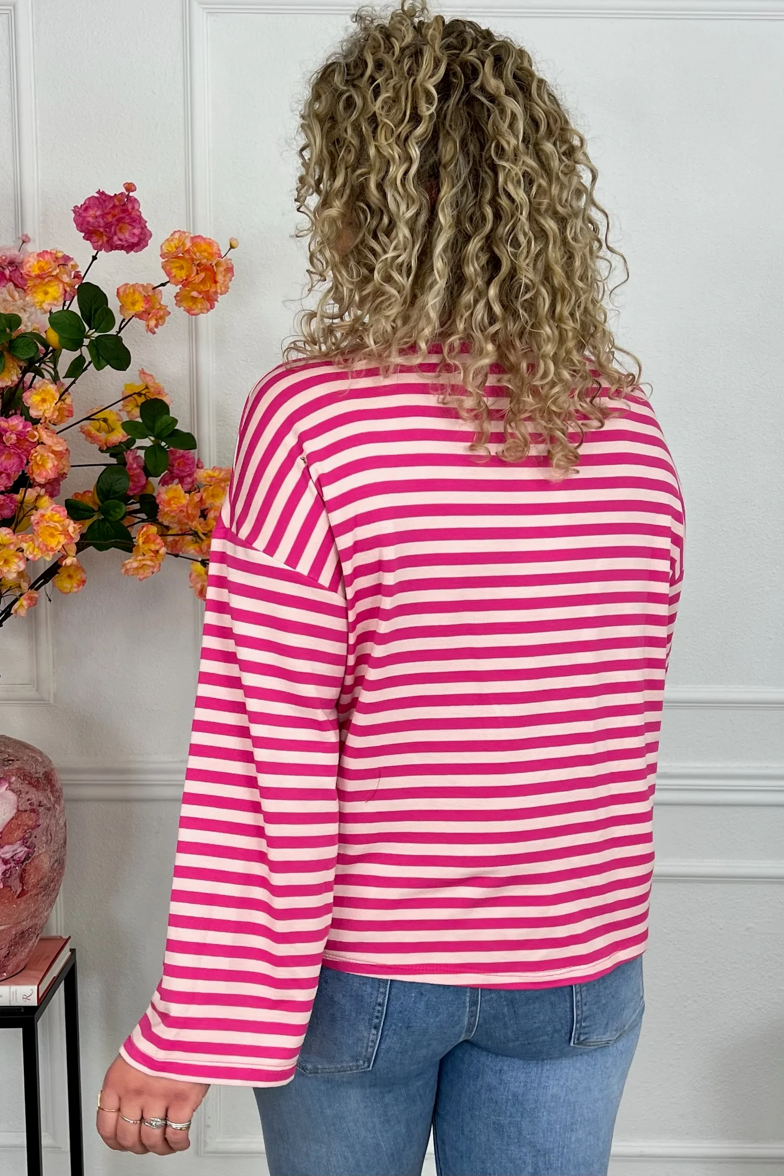 Long Sleeve Striped Shirt - Light Pink/Magenta - Image 3