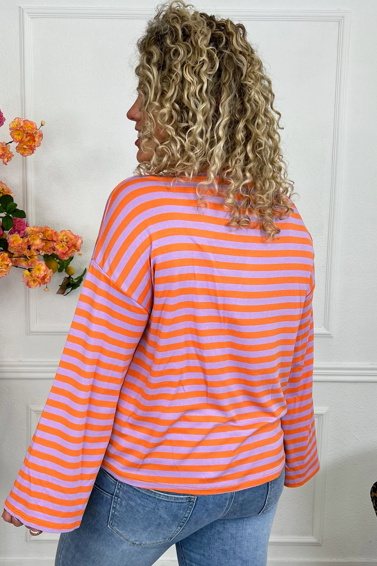 Long Sleeve Striped Shirt - Lila/Orange - Image 4