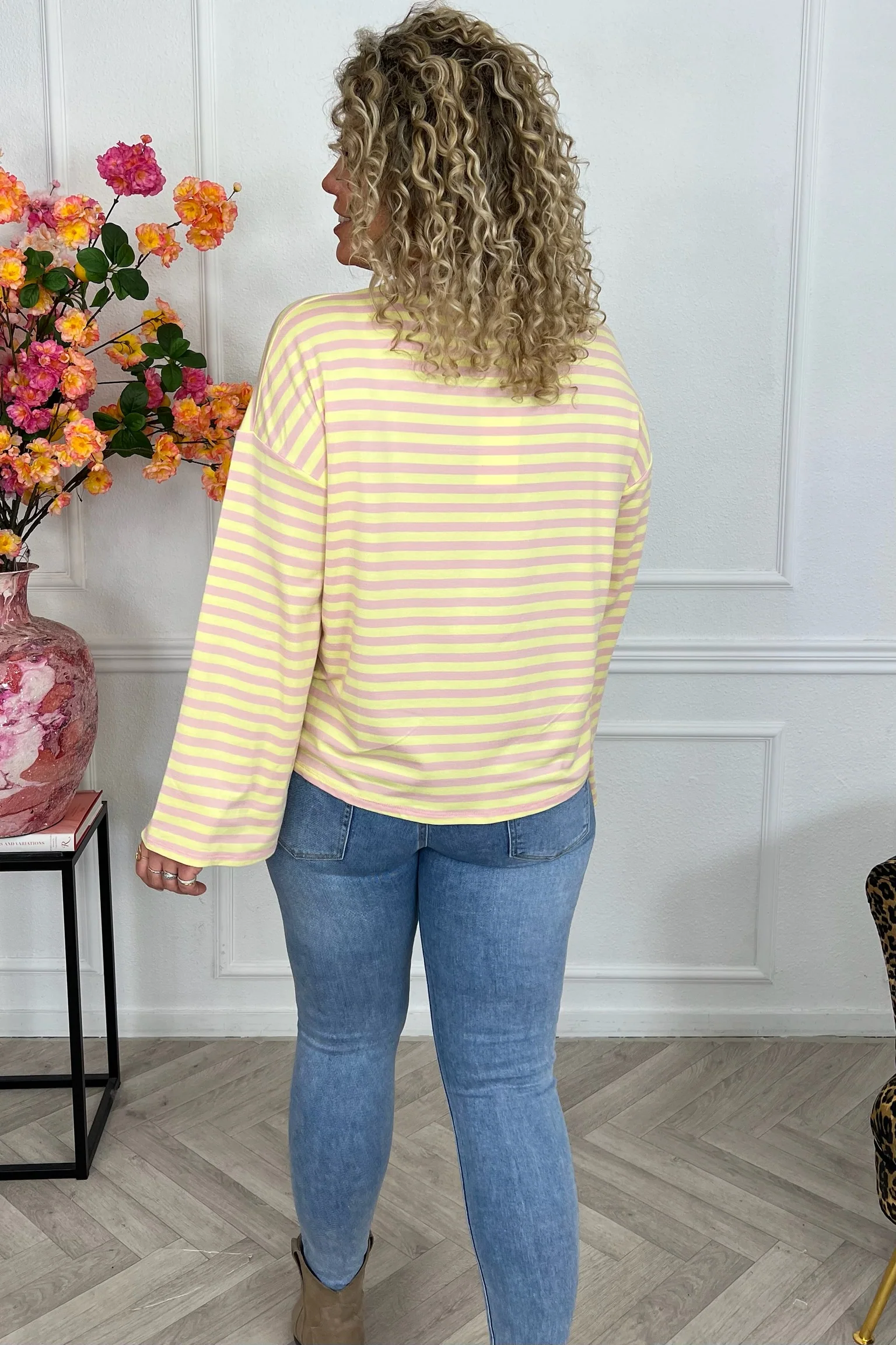 Long Sleeve Striped Shirt - Pink/Yellow - Image 4