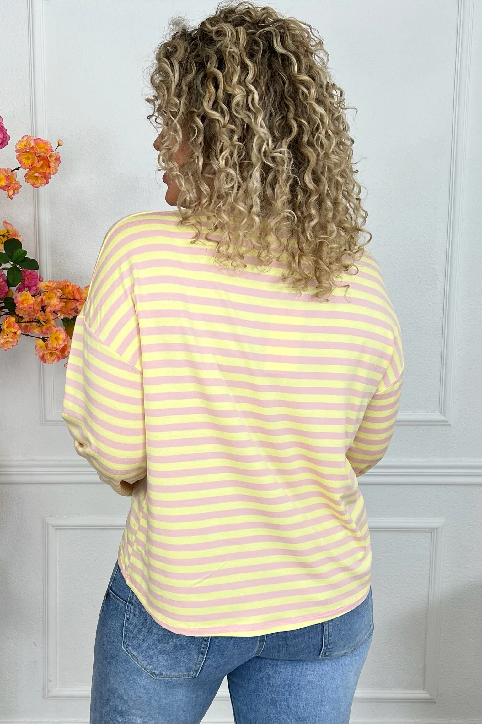 Long Sleeve Striped Shirt - Pink/Yellow - Image 5
