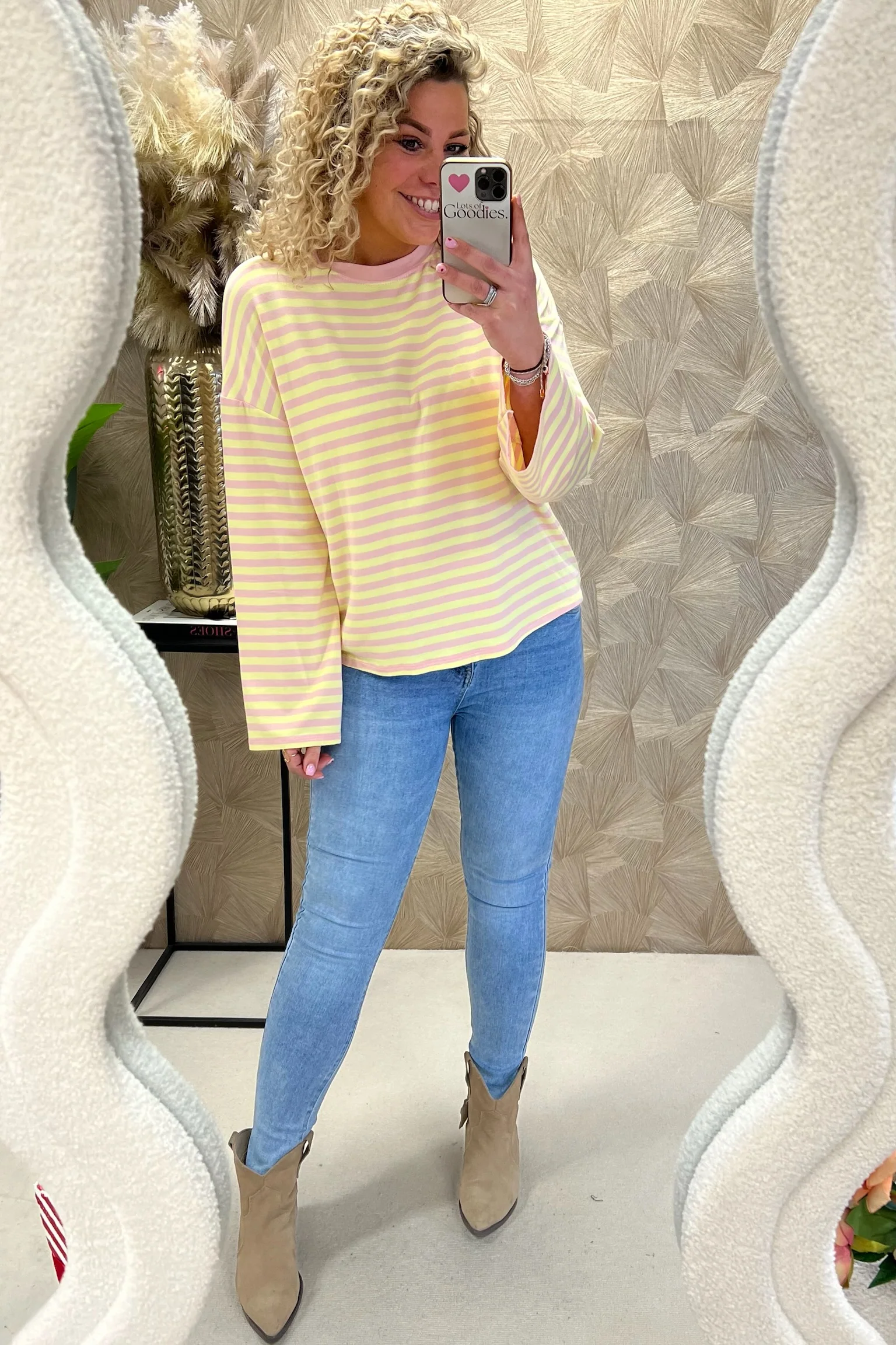 Long Sleeve Striped Shirt - Pink/Yellow - Image 7