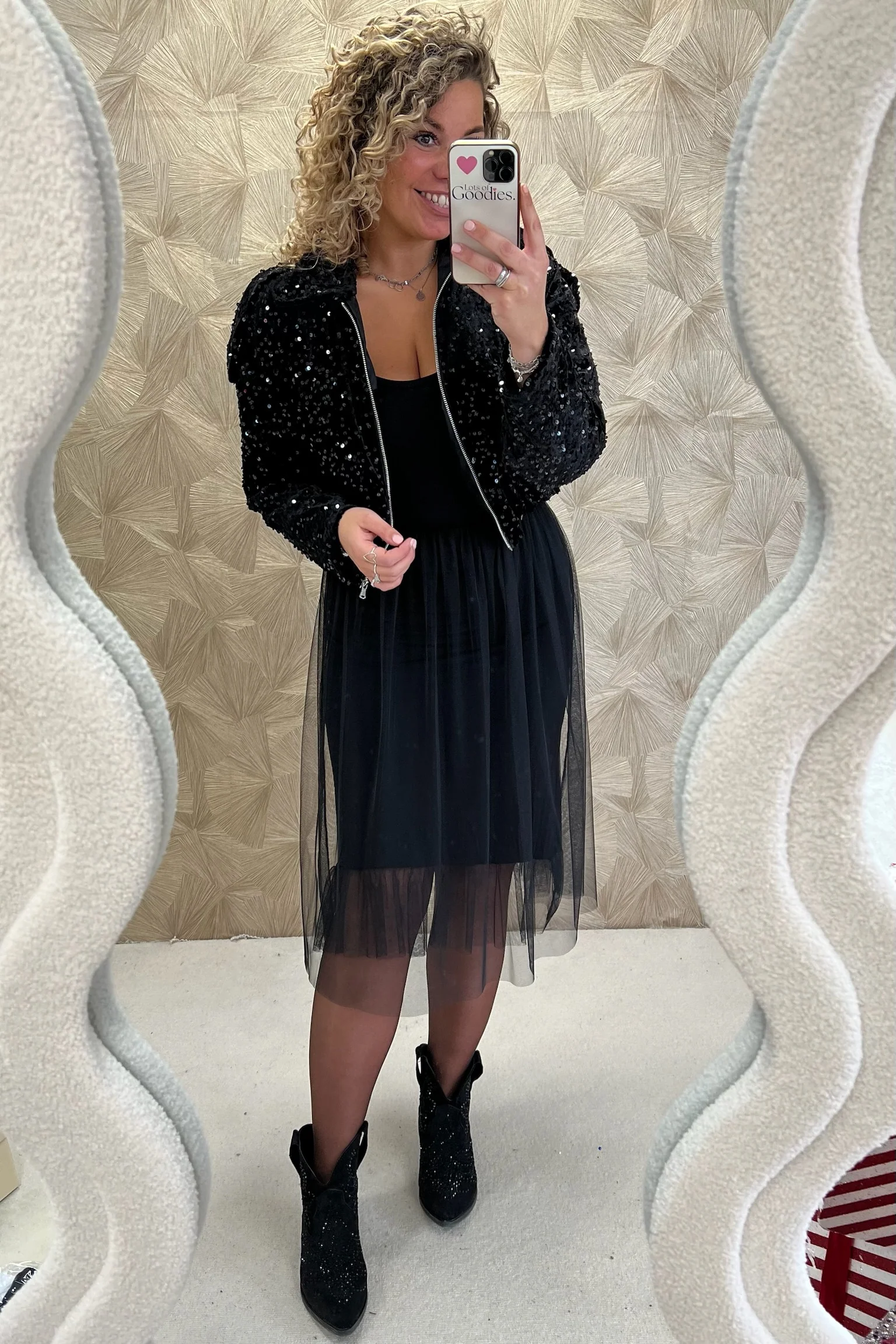 Long Slip Lace Dress - Black - Image 2
