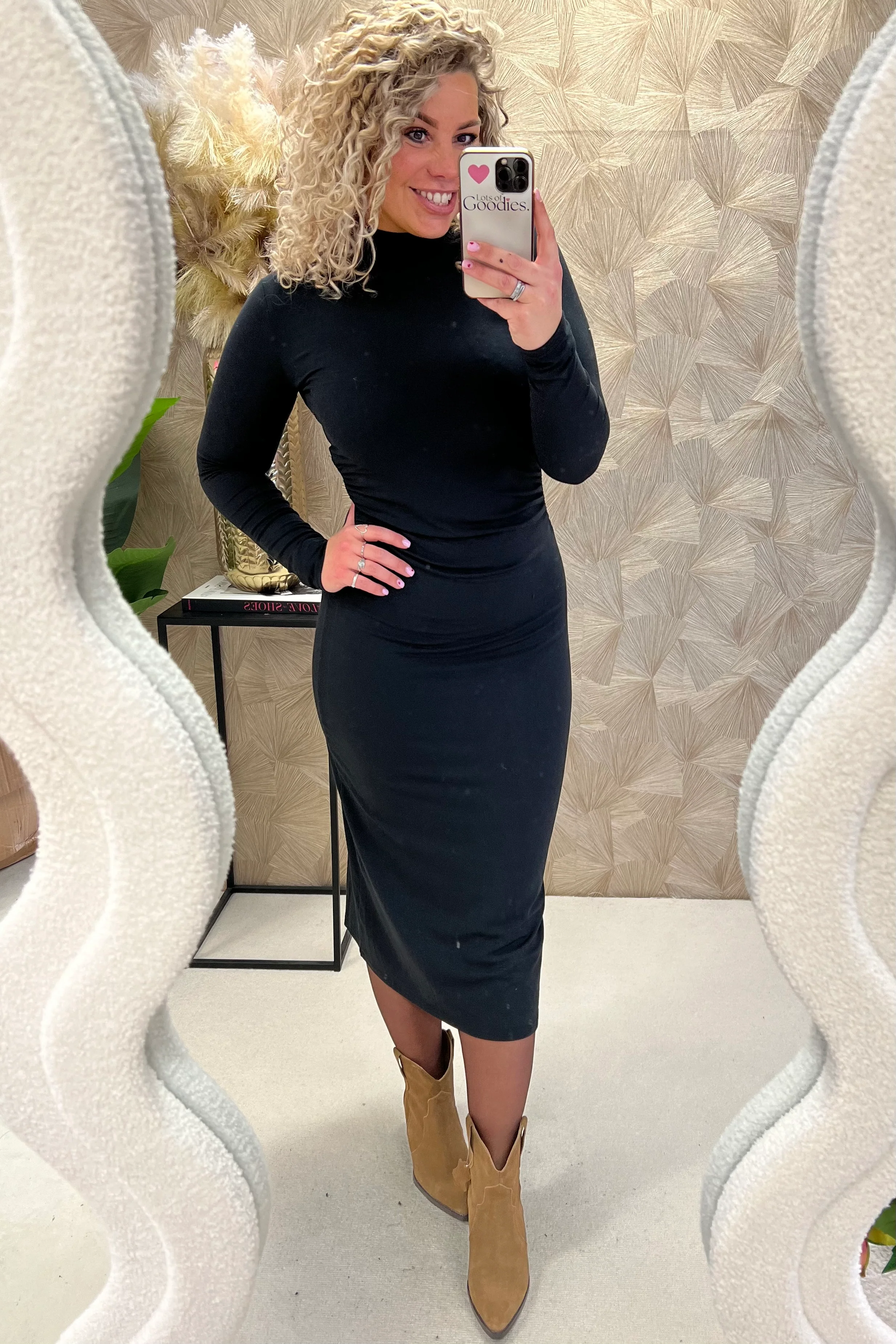 Longsleeve Turtleneck maxi Dress - Black