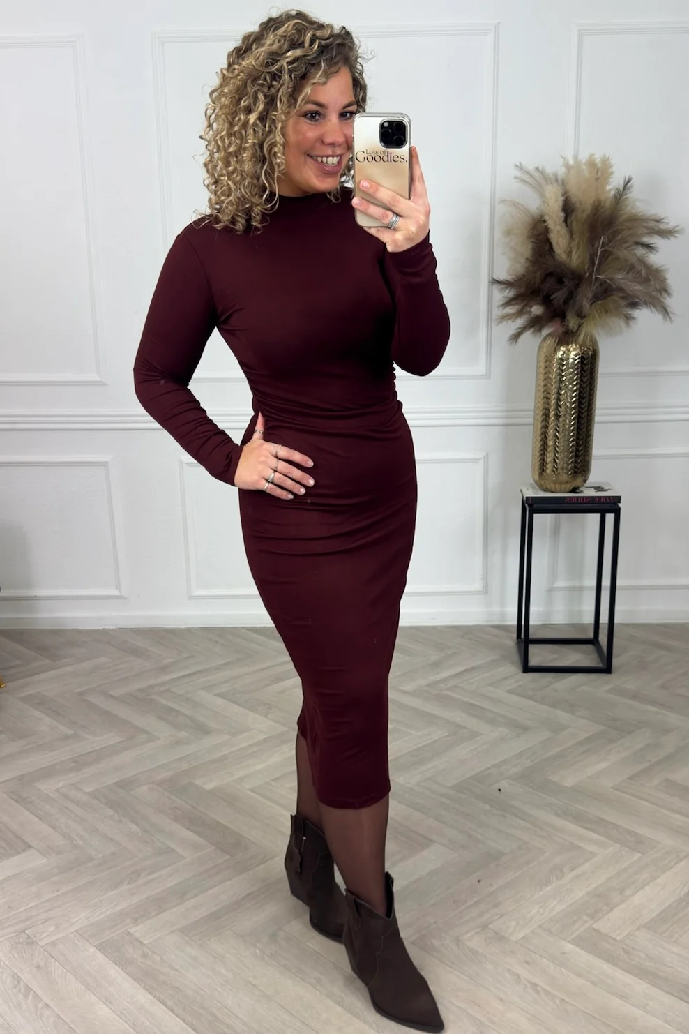 Longsleeve Turtleneck maxi Dress - Bordeaux