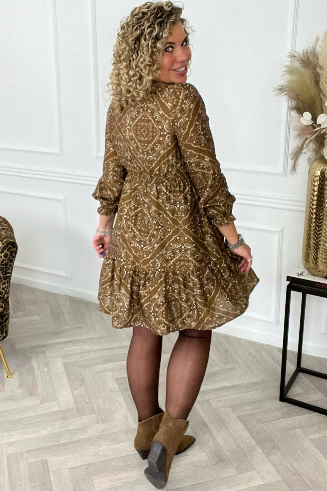 Loua Paisley Dress - Brown - Image 3