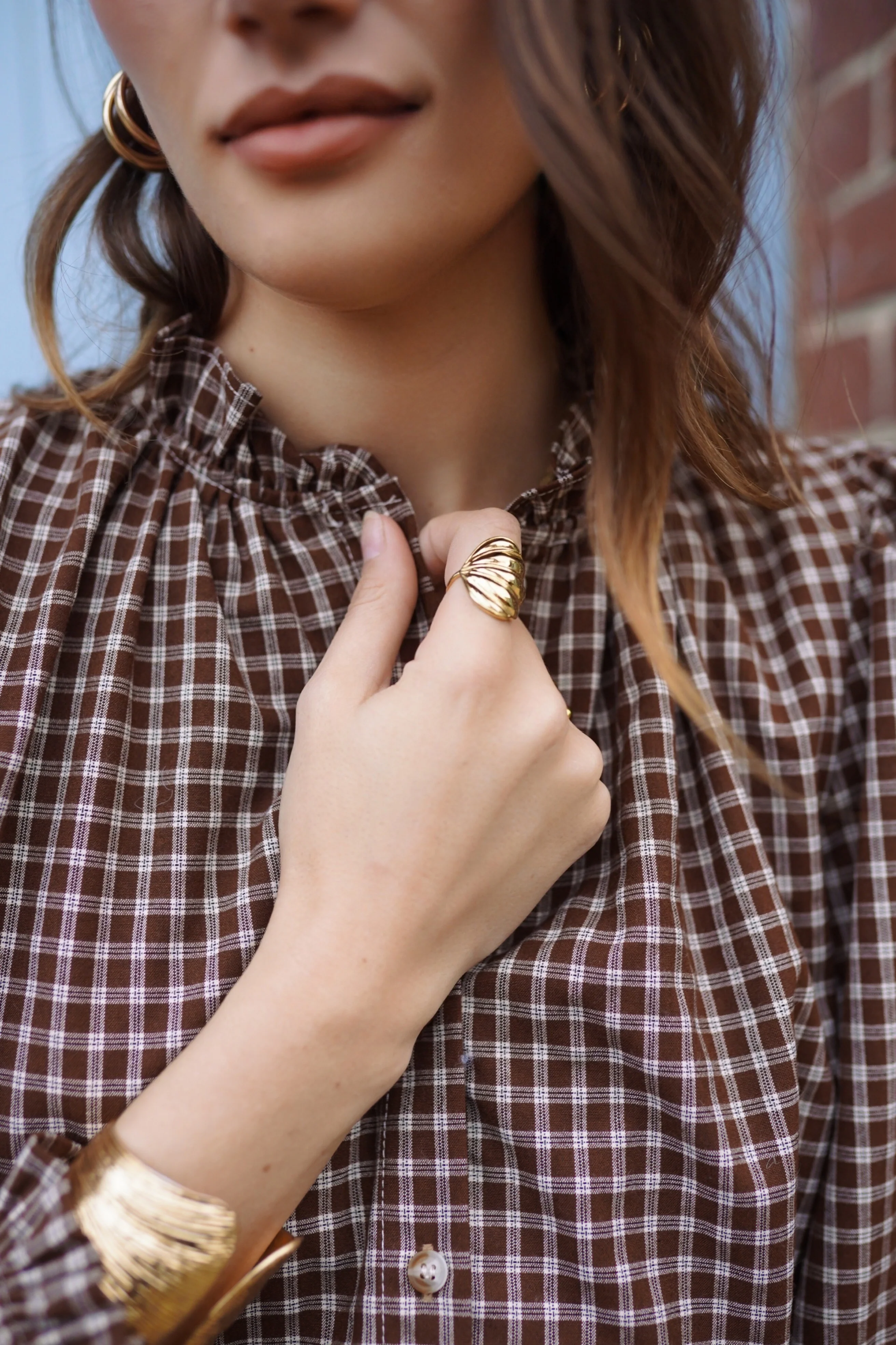 Louise Checkered Blouse - Brown - Image 2