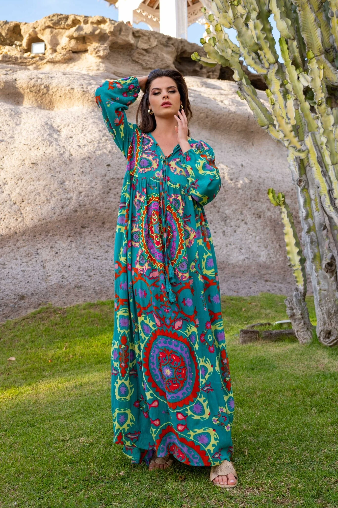 Loulou Dress - Petrol/Red/Purple