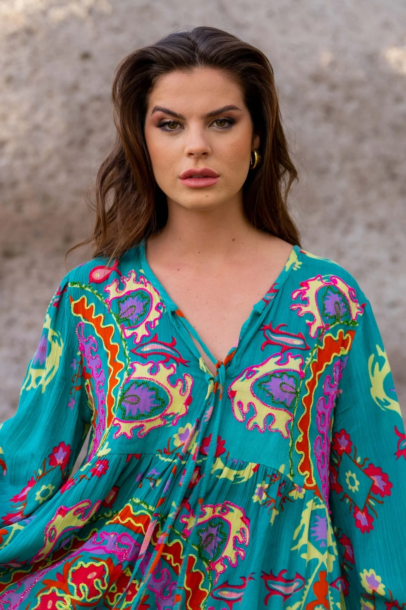 Loulou Dress - Petrol/Red/Purple - Image 2