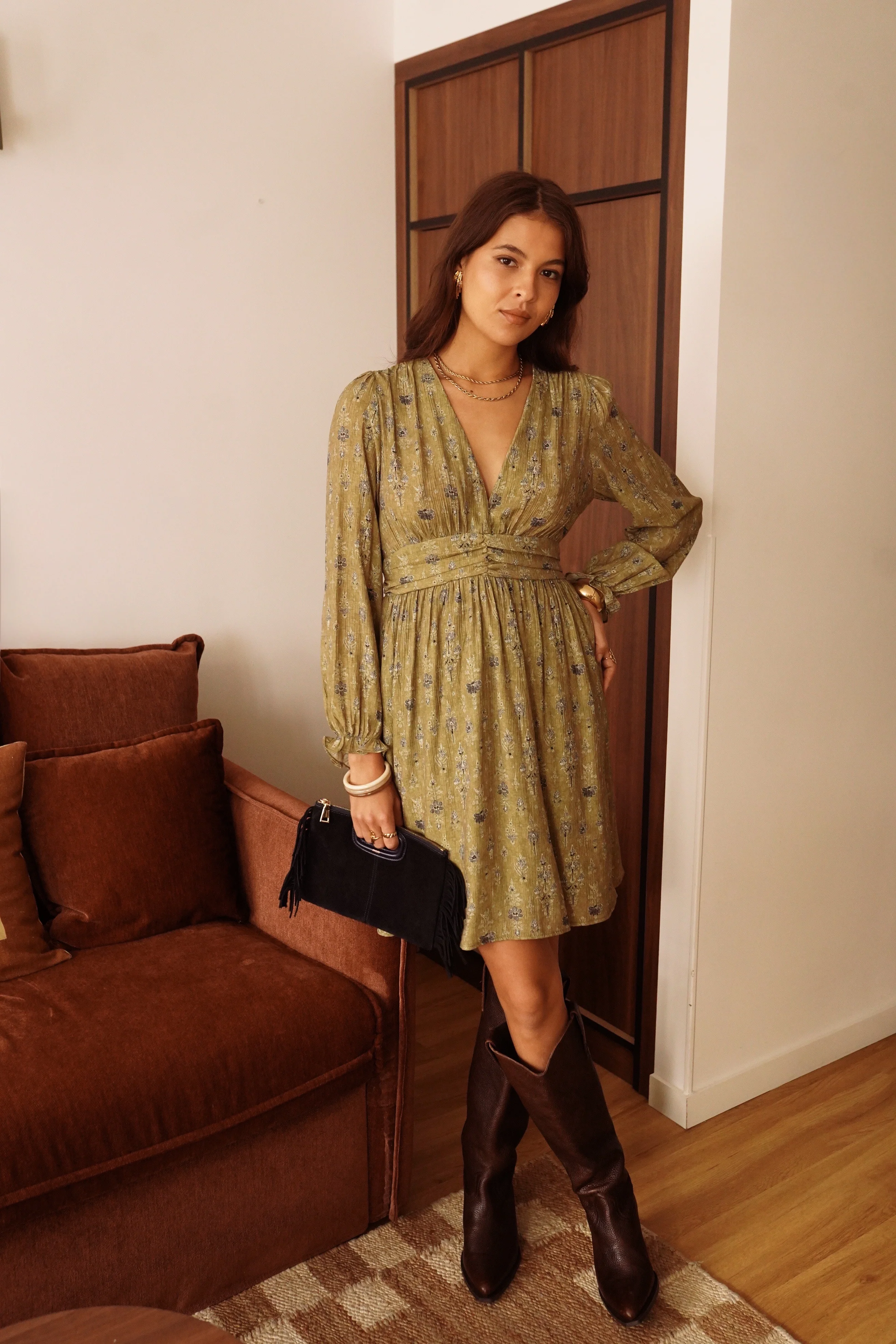 Loulou Flower Dress - Green