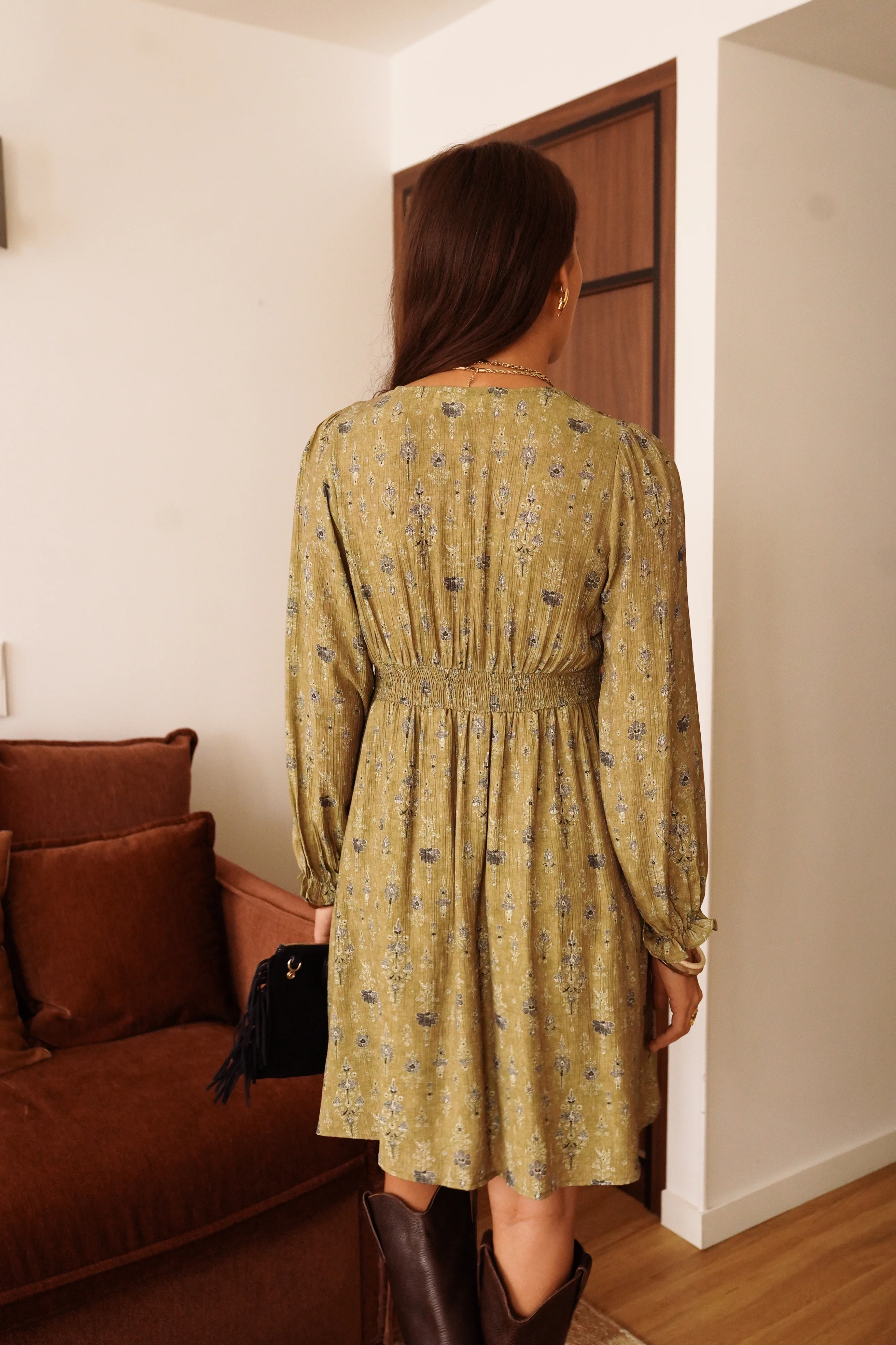 Loulou Flower Dress - Green - Image 3