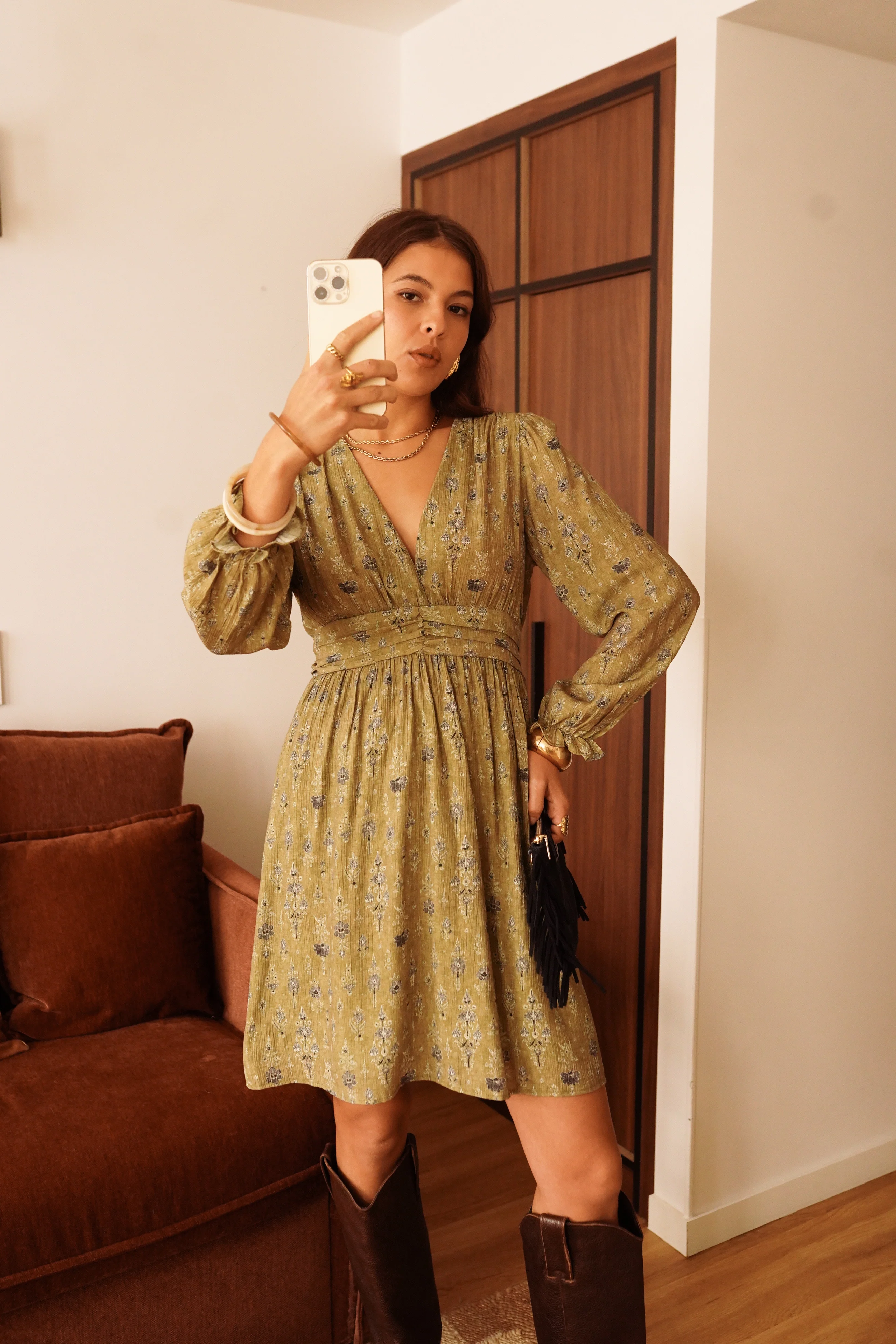 Loulou Flower Dress - Green - Image 7