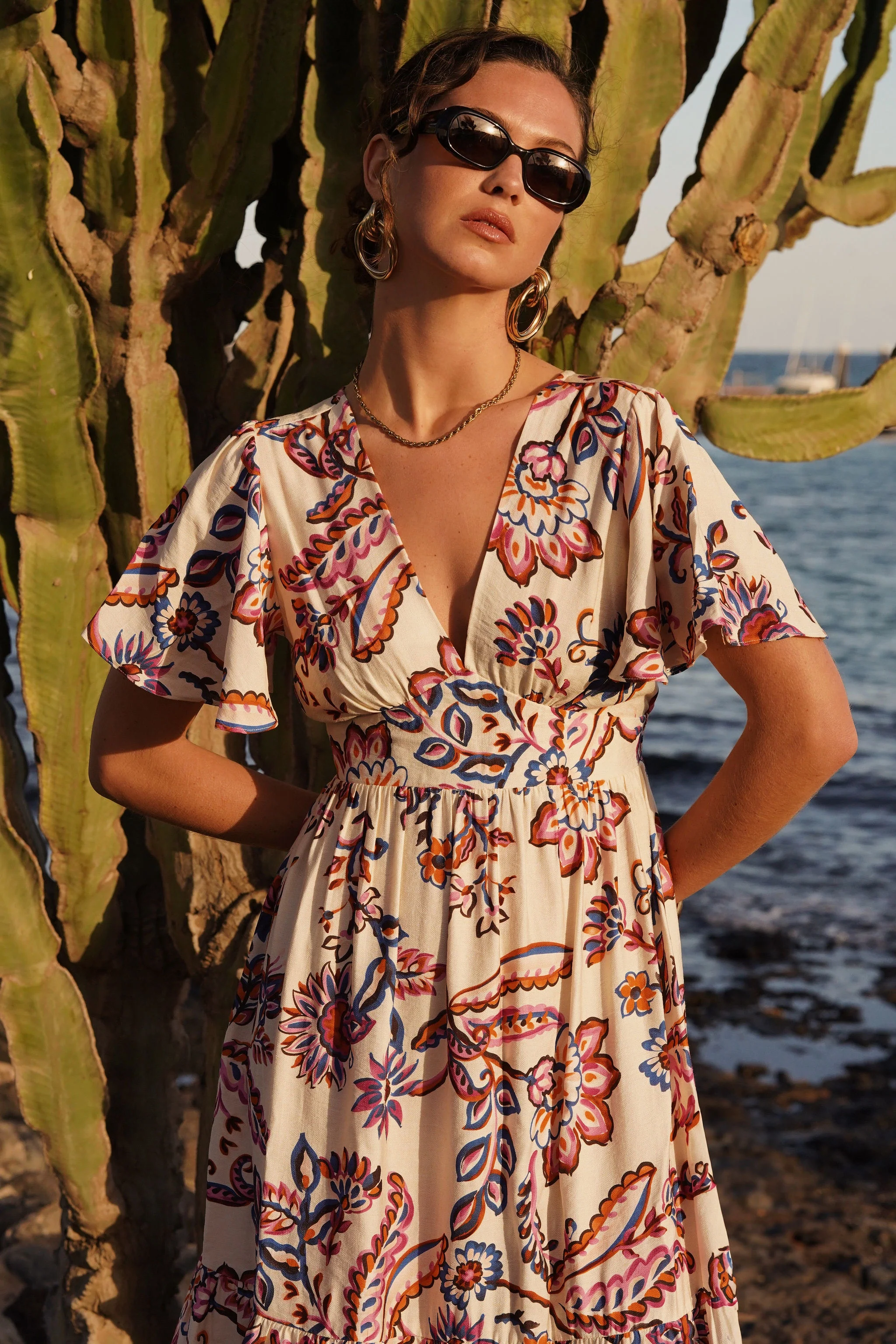 Lucca Paisley Flowers Dress - White/Multi - Image 3