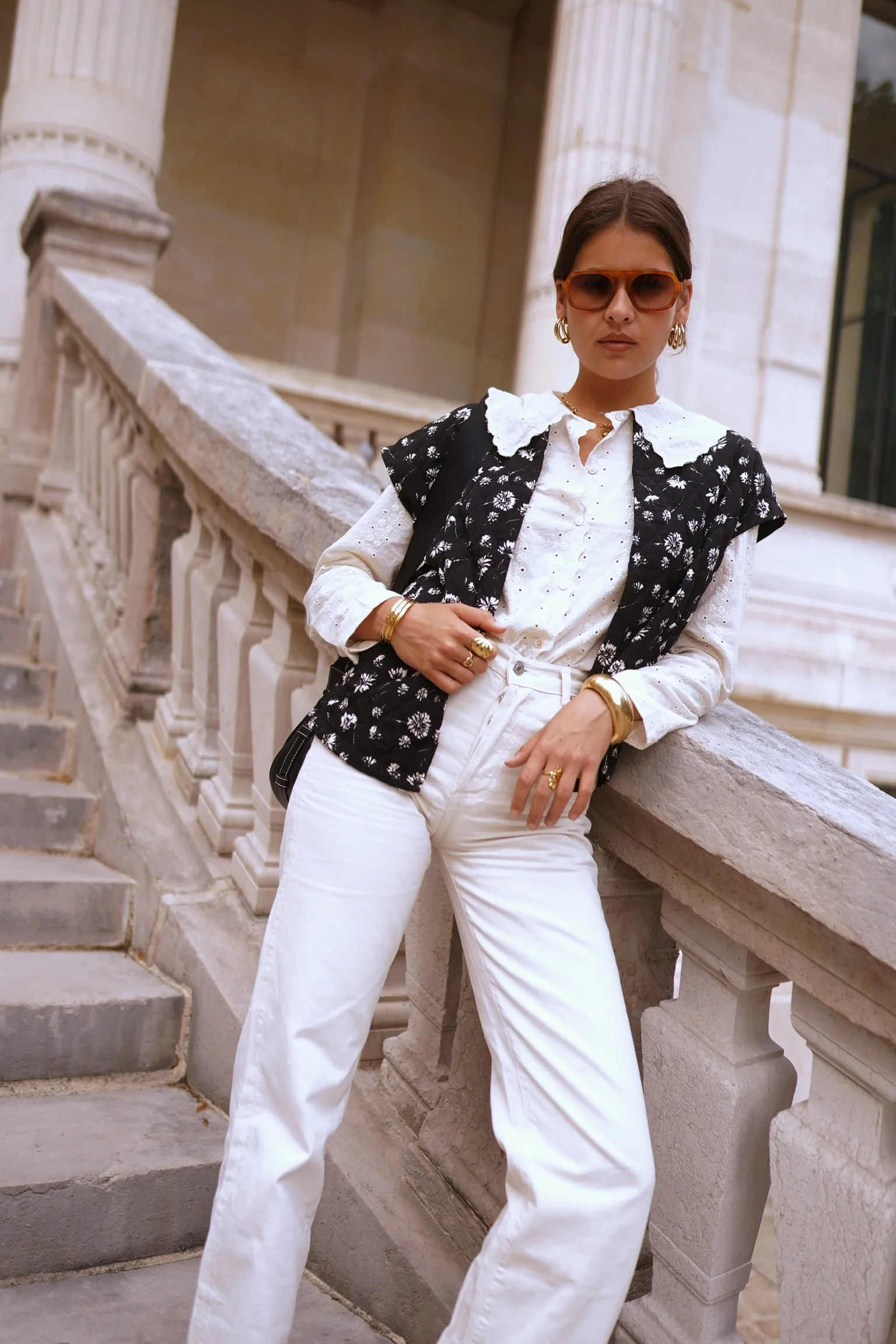 Lucia Broderie Collar Blouse - Beige - Image 4