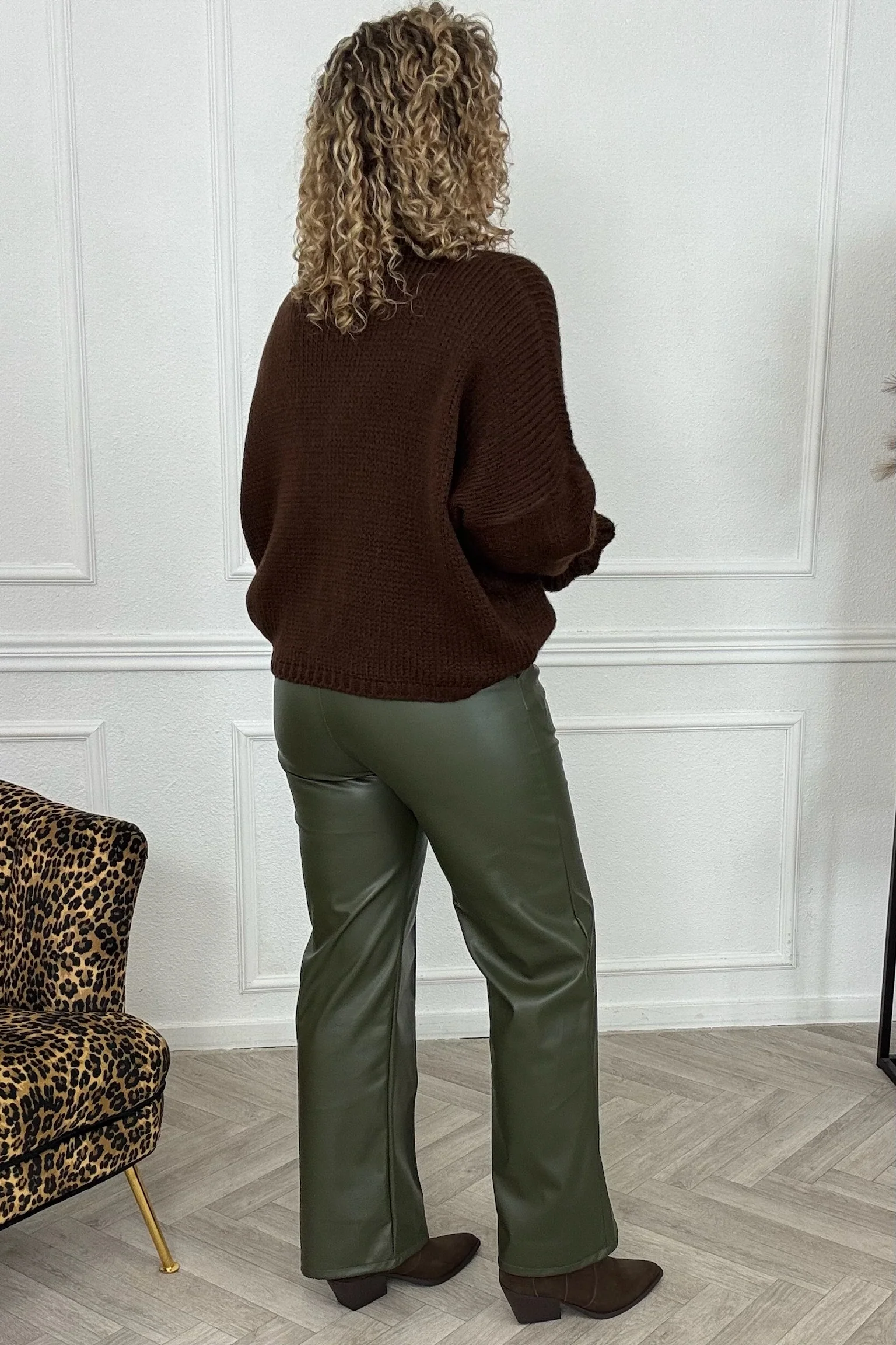 Luxury Skye Leather Pants - Armygreen - Image 3