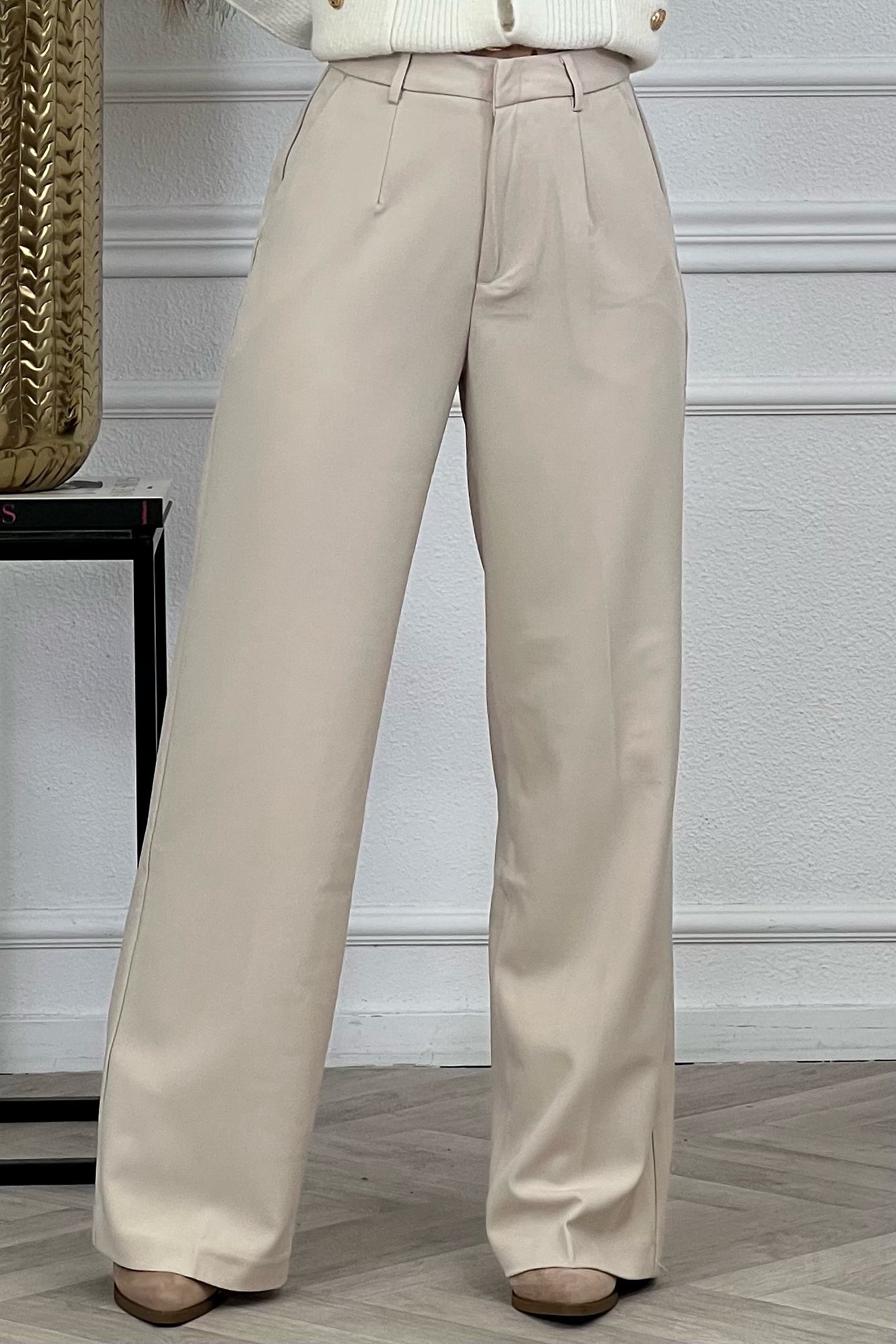 Luxury Straight Leg Pants - Beige