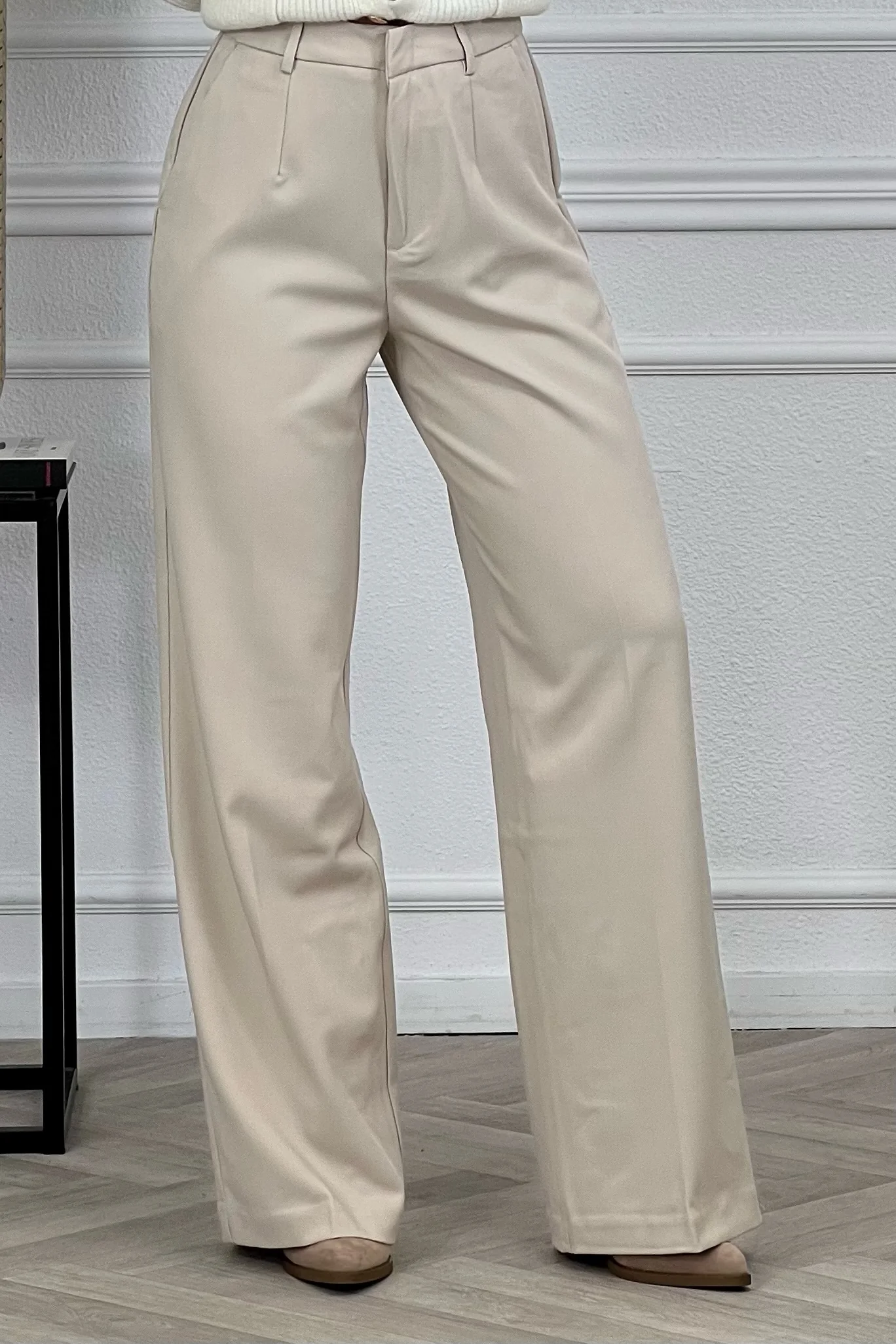 Luxury Straight Leg Pants - Beige - Image 2