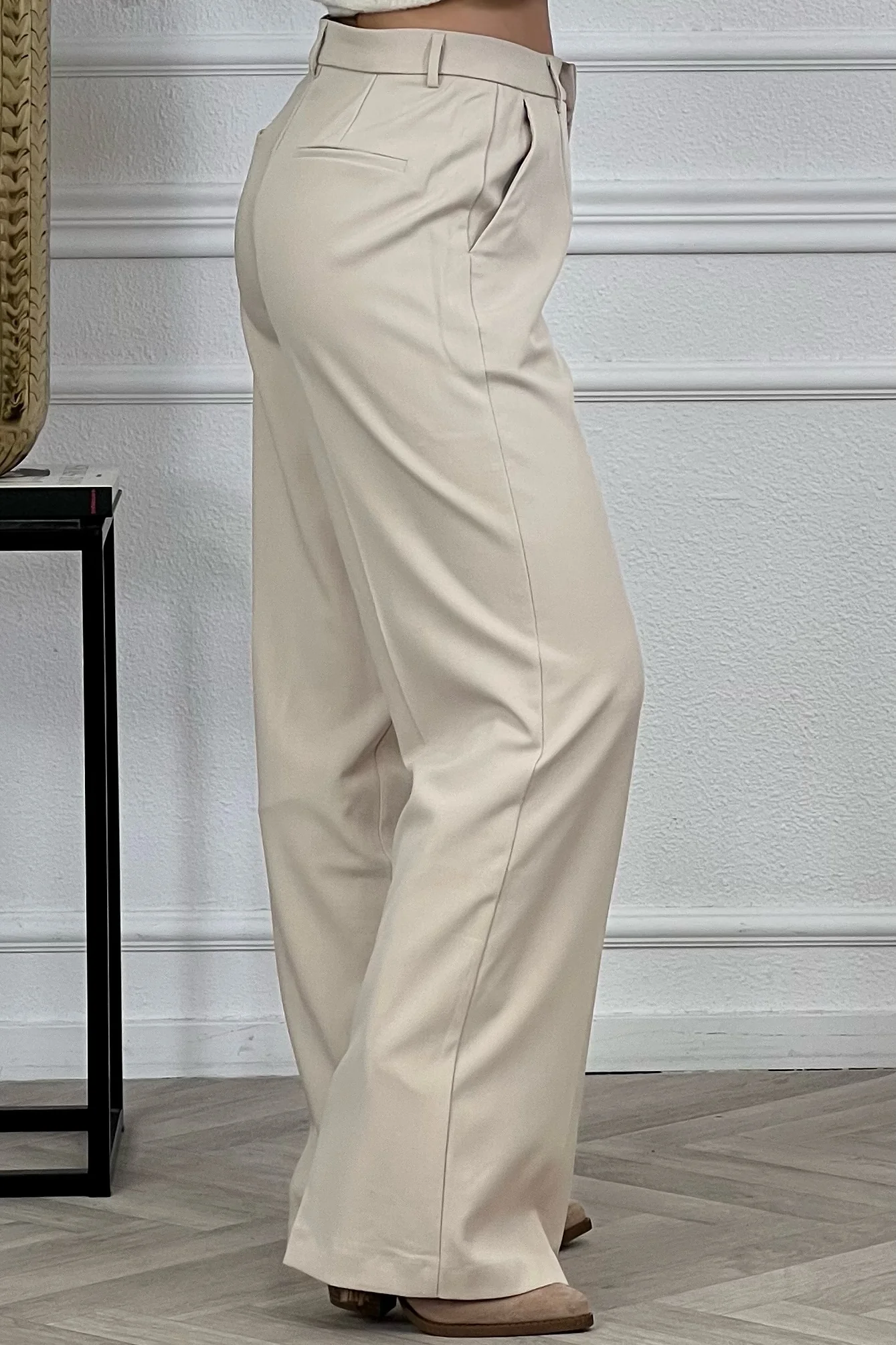 Luxury Straight Leg Pants - Beige - Image 3