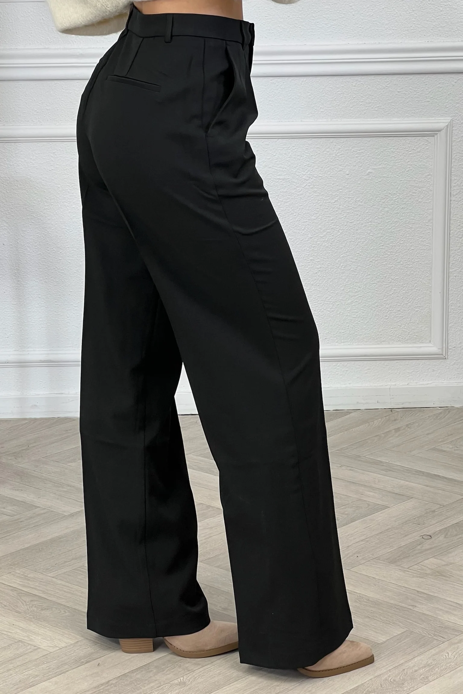 Luxury Straight Leg Pants - Black - Image 3