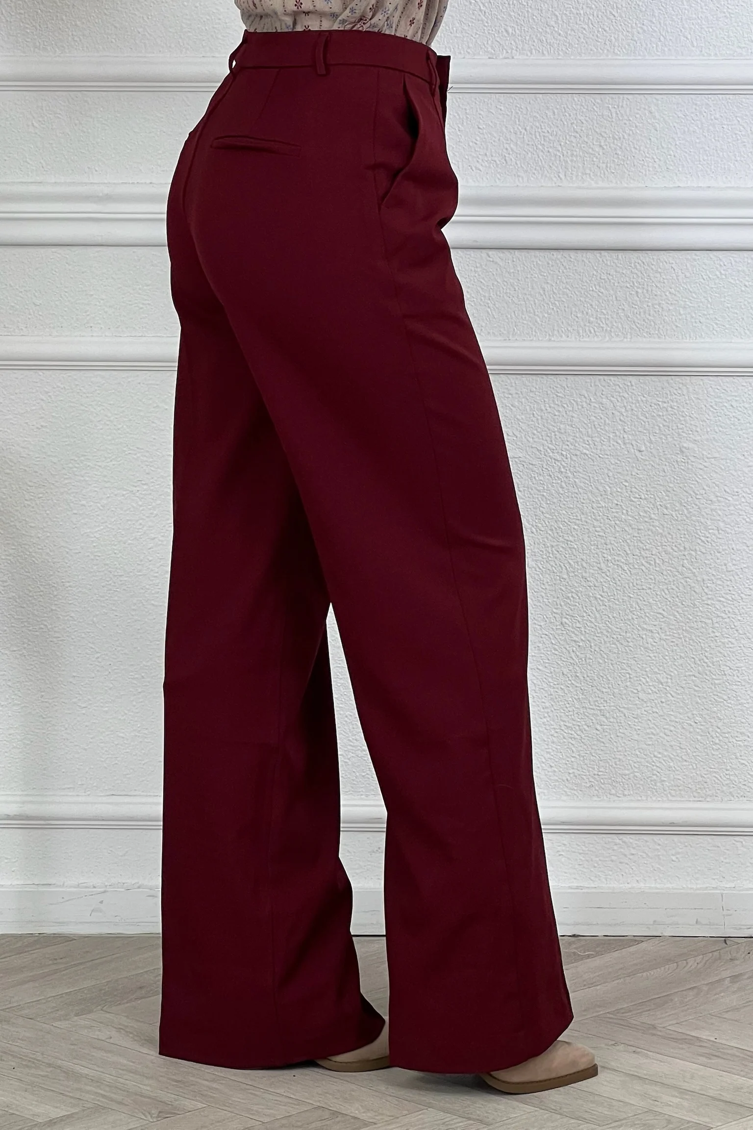 Luxury Straight Leg Pants - Bordeaux - Image 3