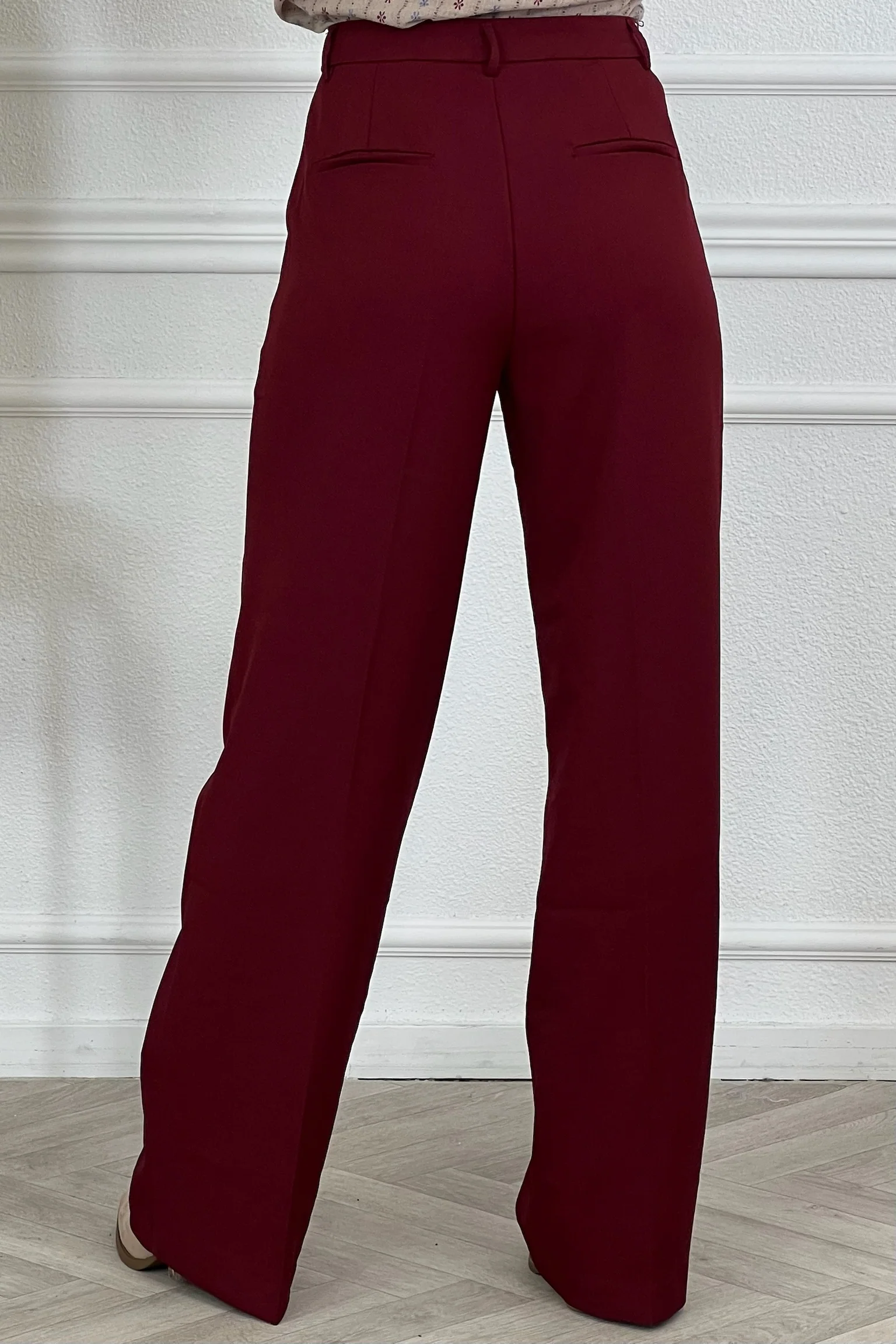Luxury Straight Leg Pants - Bordeaux - Image 4
