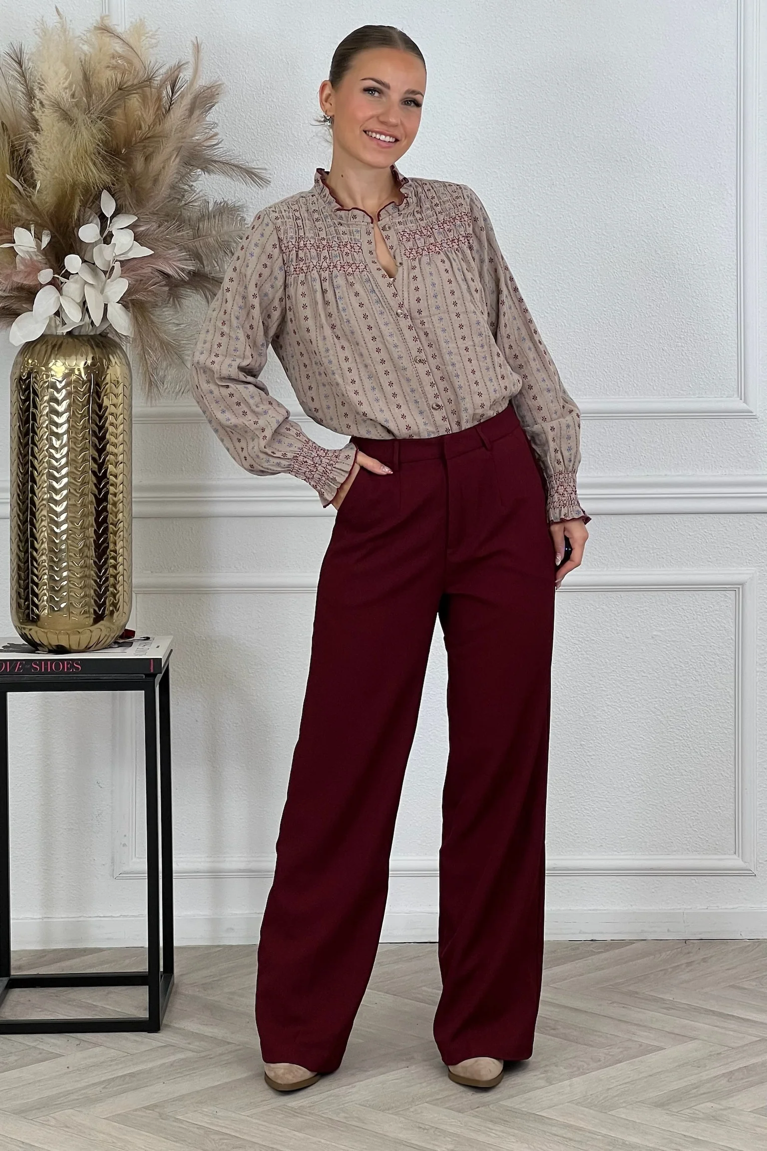 Luxury Straight Leg Pants - Bordeaux - Image 6