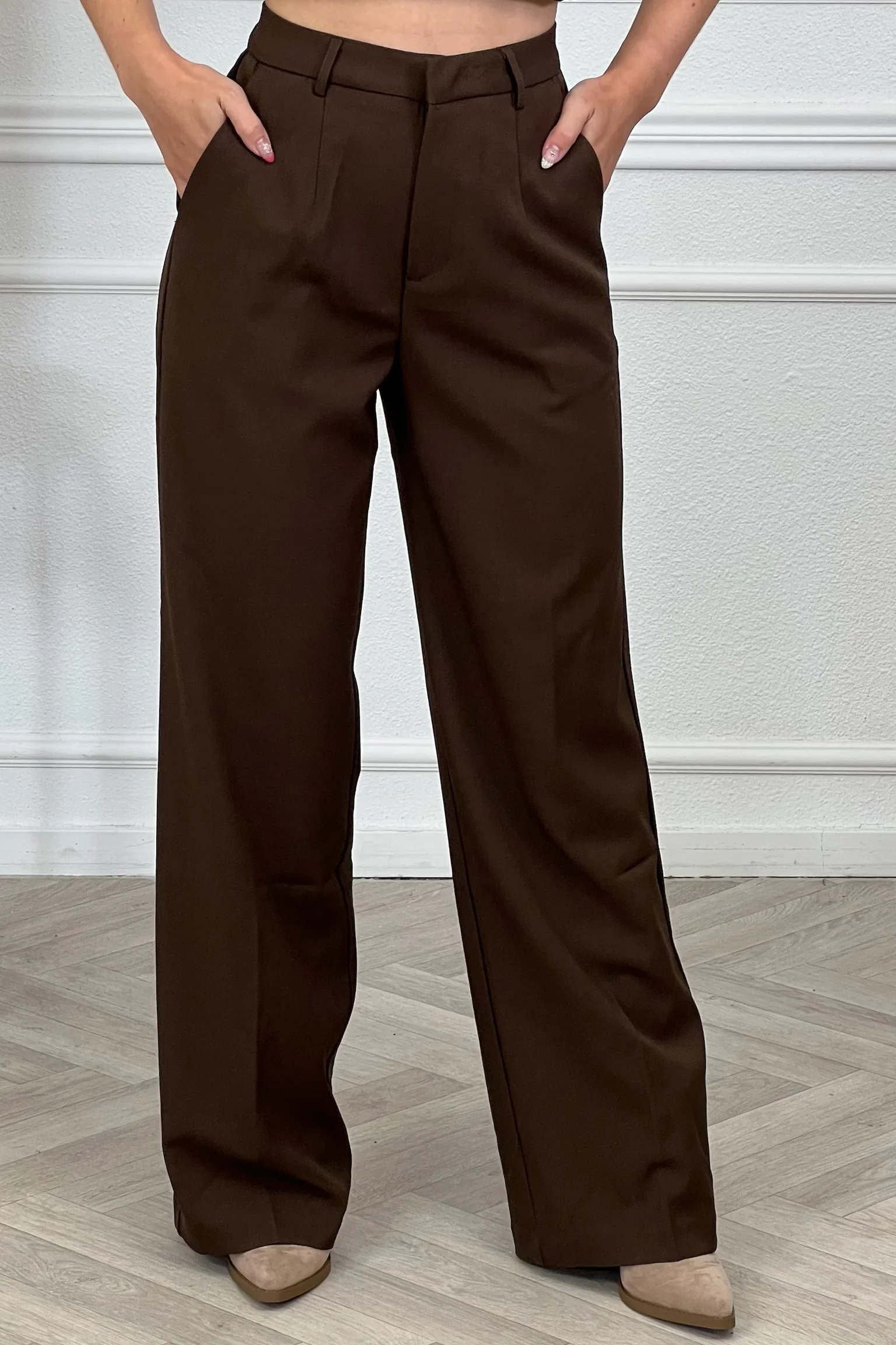 Luxury Straight Leg Pants - Chocolate - Image 3