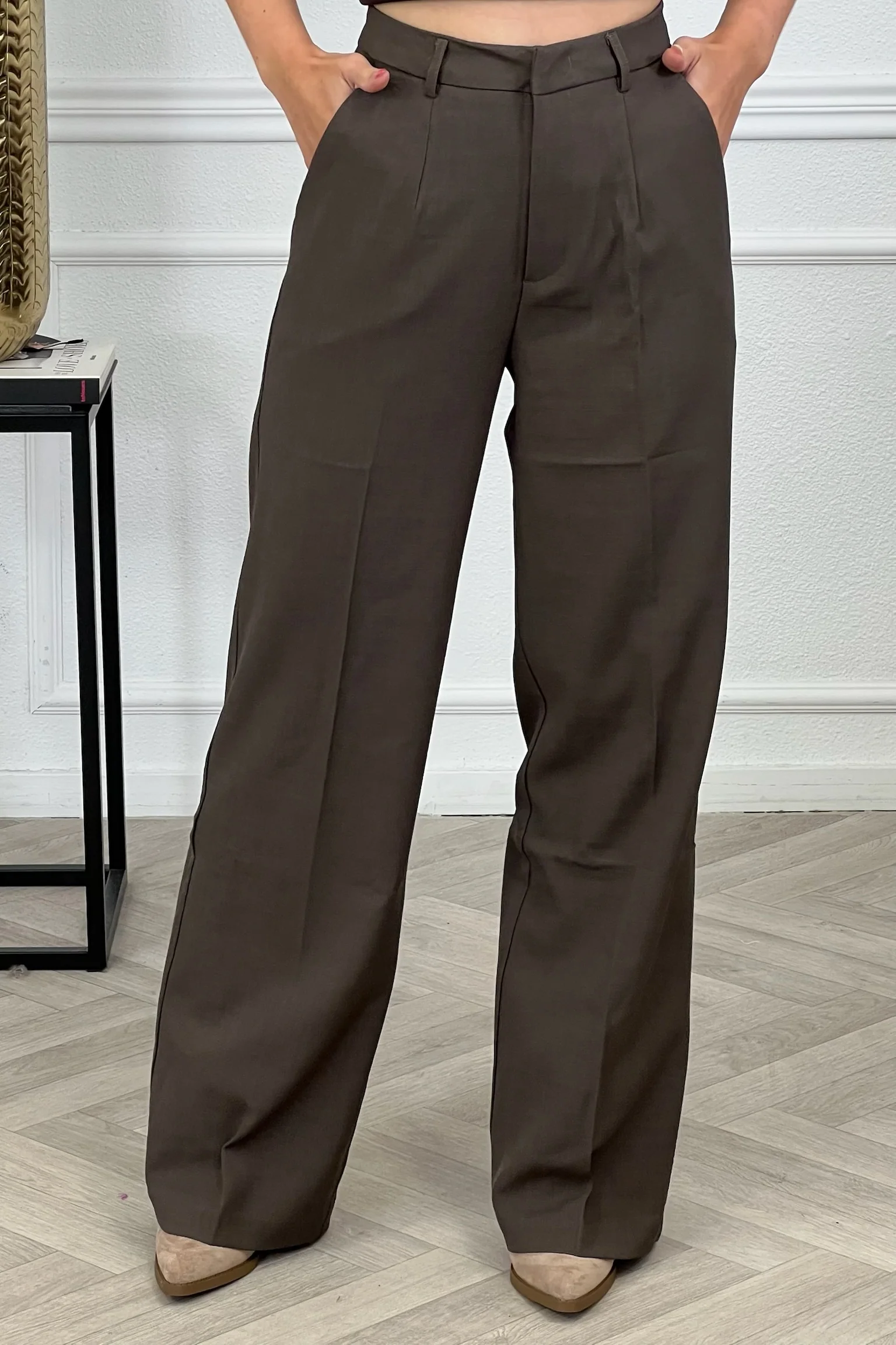 Luxury Straight Leg Pants - Dark Brown
